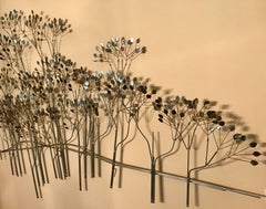 Curtis Jere "Trees" Floating Wall Sculpture in Chrome, 1970s, Signed