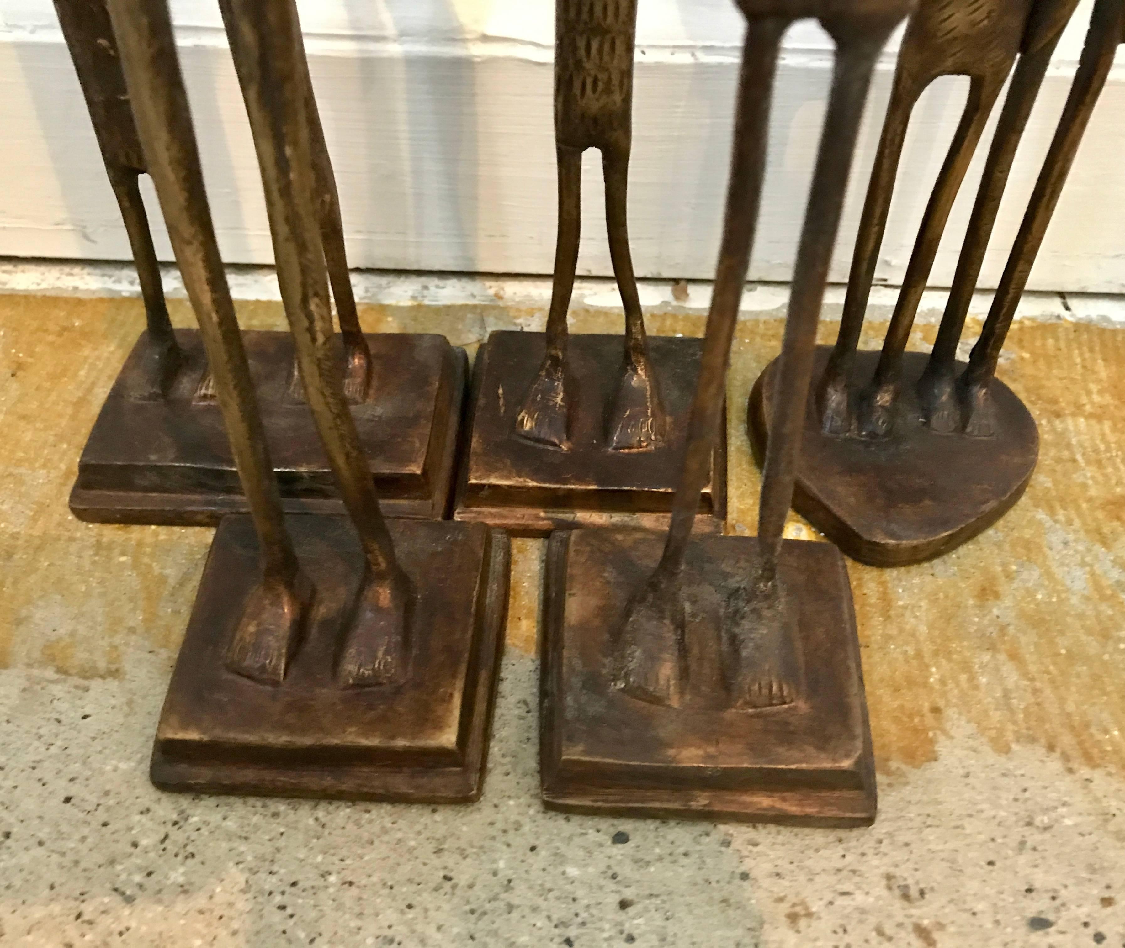 Five Brutalist Bronze Abstract Figural Sculptures, Mid-Century Modern In Good Condition In Bedford Hills, NY