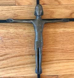 Mid Century Modern Brutalist Bronze Crucifix Cross, West Germany