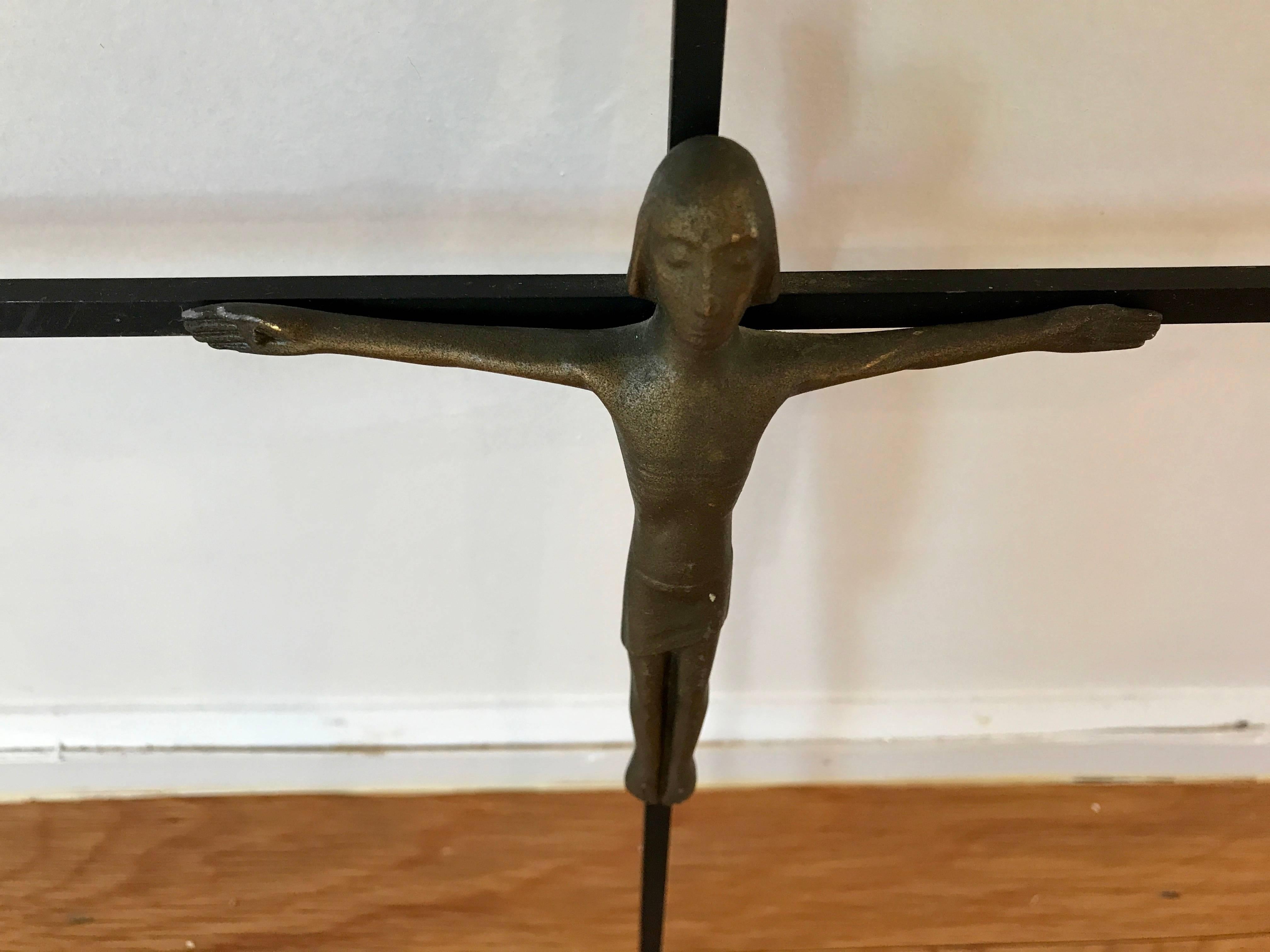 Mid-Century Modern Mid Century Modern Brutalist Bronze Crucifix Cross, West Germany