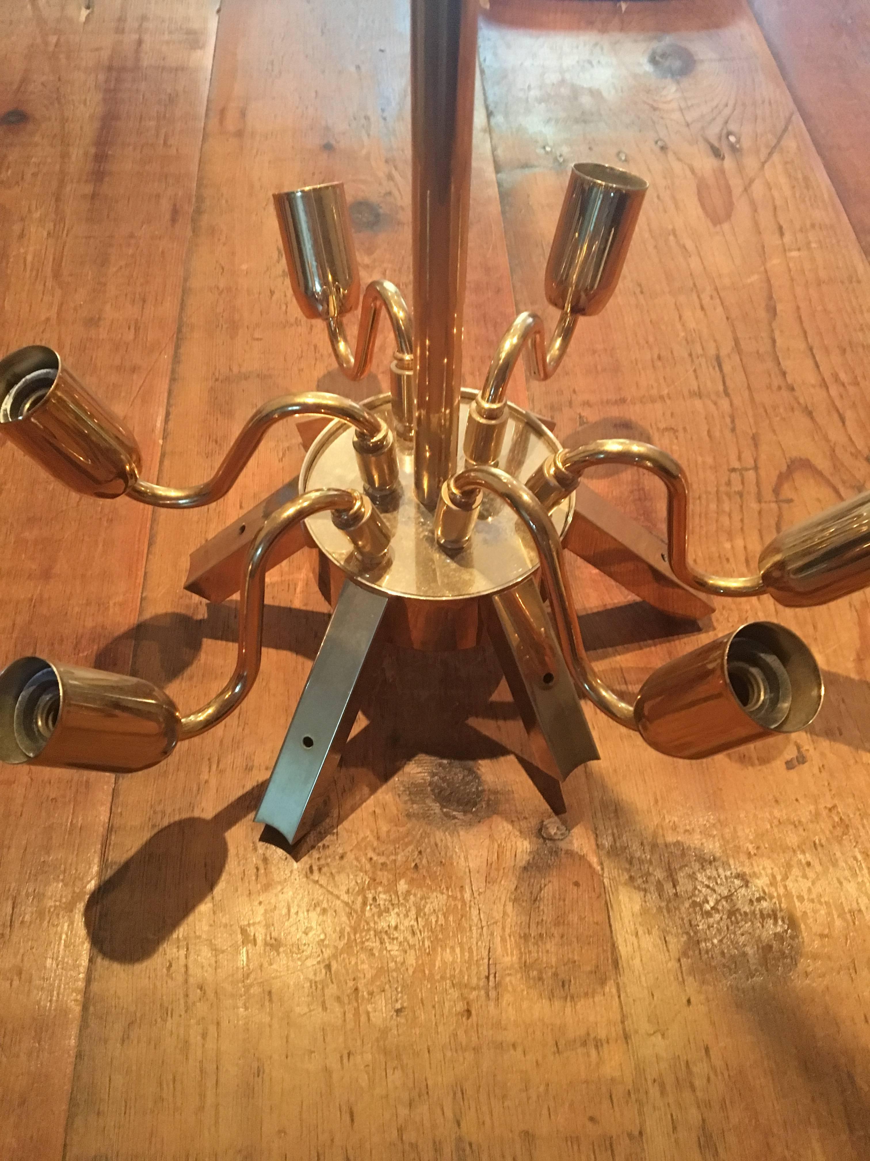 Italian Franco Luce Murano Glass Lotus Leaf Chandelier, circa 1970s
