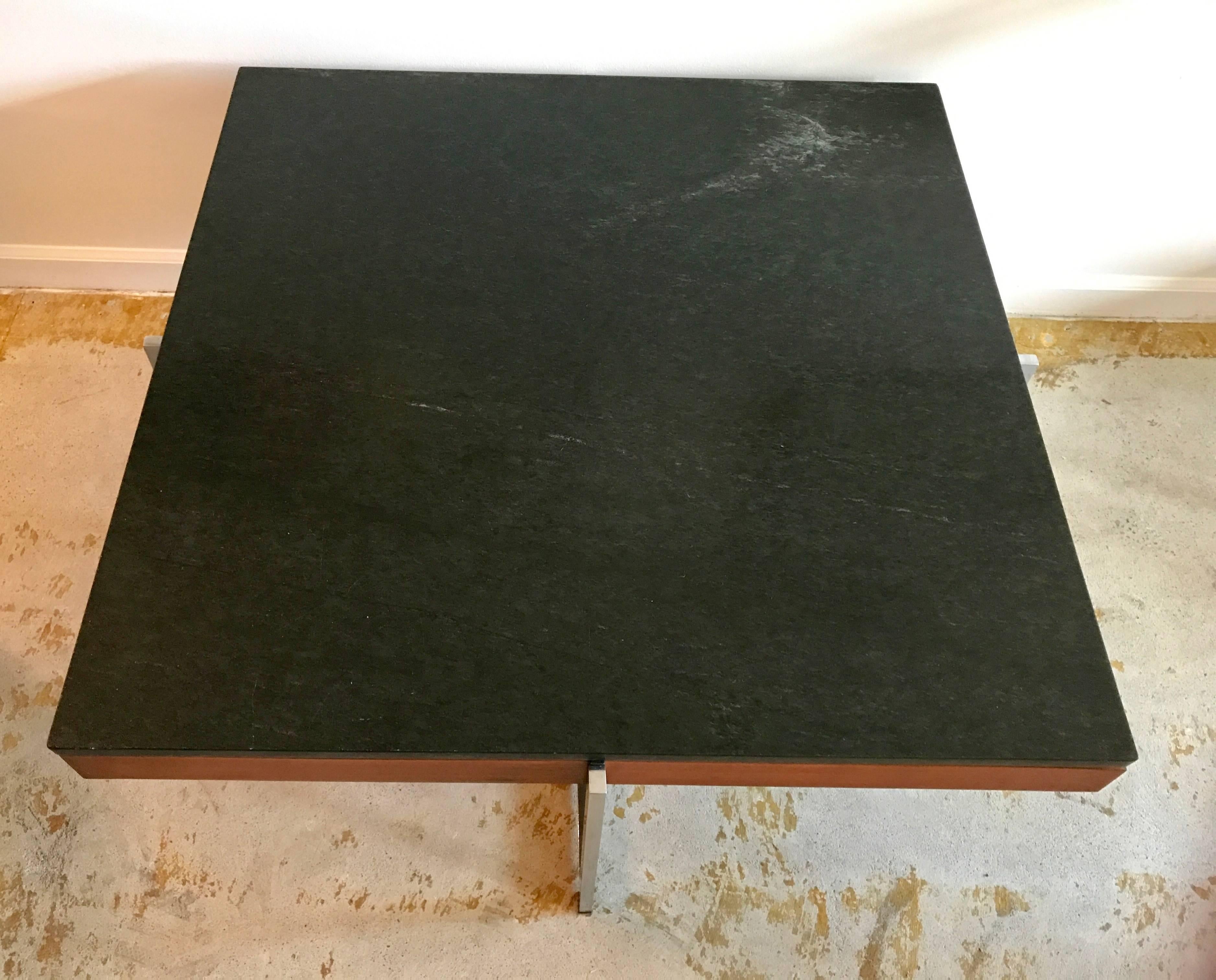Mid-Century Modern Mid Century Slate & Chromed Steel Coffee Table by Fabricius & Kastholm, Denmark For Sale