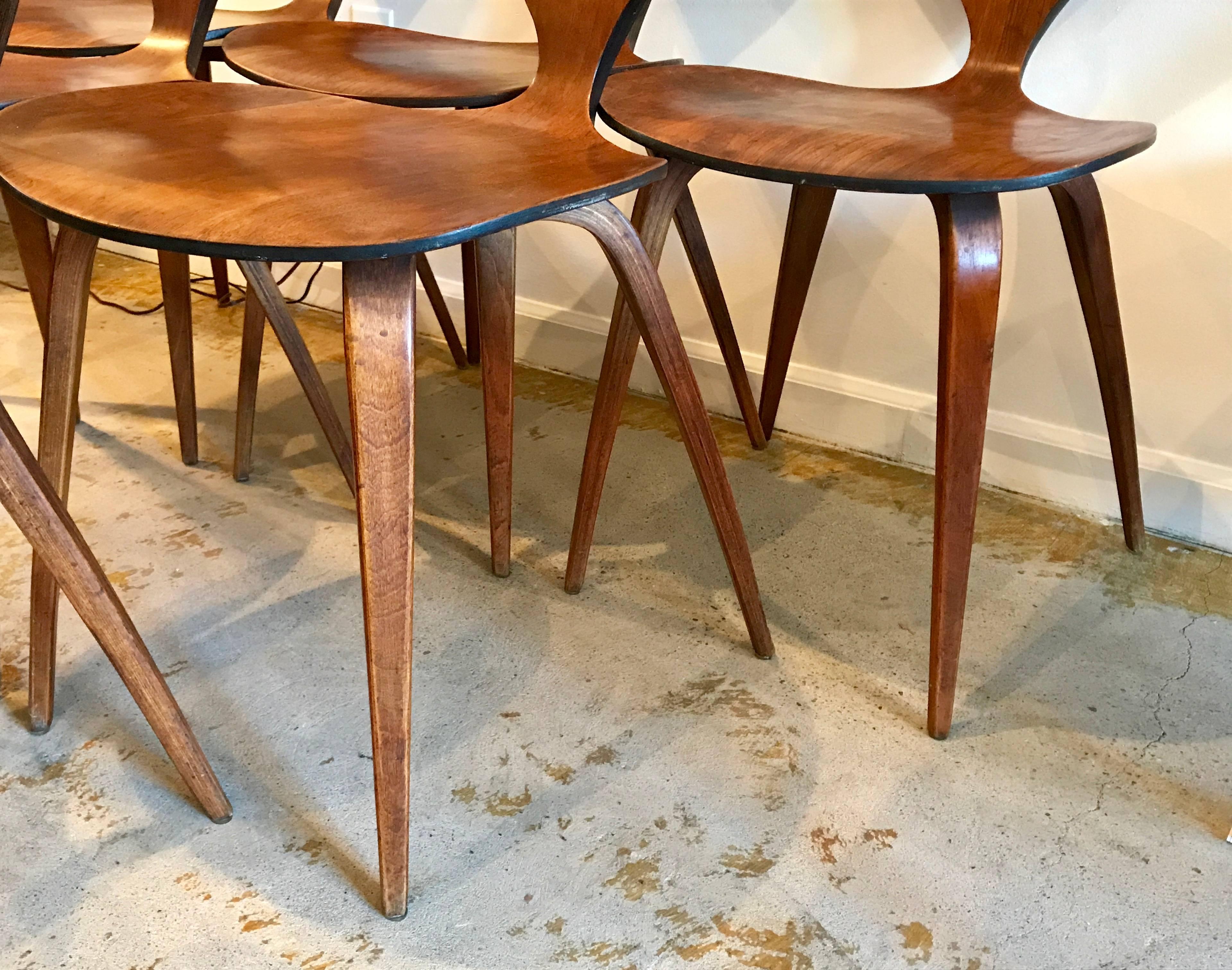 Mid-Century Modern Six Bentwood Walnut Dining Chairs by Norman Cherner for Plycraft, 1950s