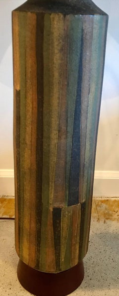 Large Ceramic Table Lamp in the Style of Aldo Londi for Bitossi, Italy, 1960s
