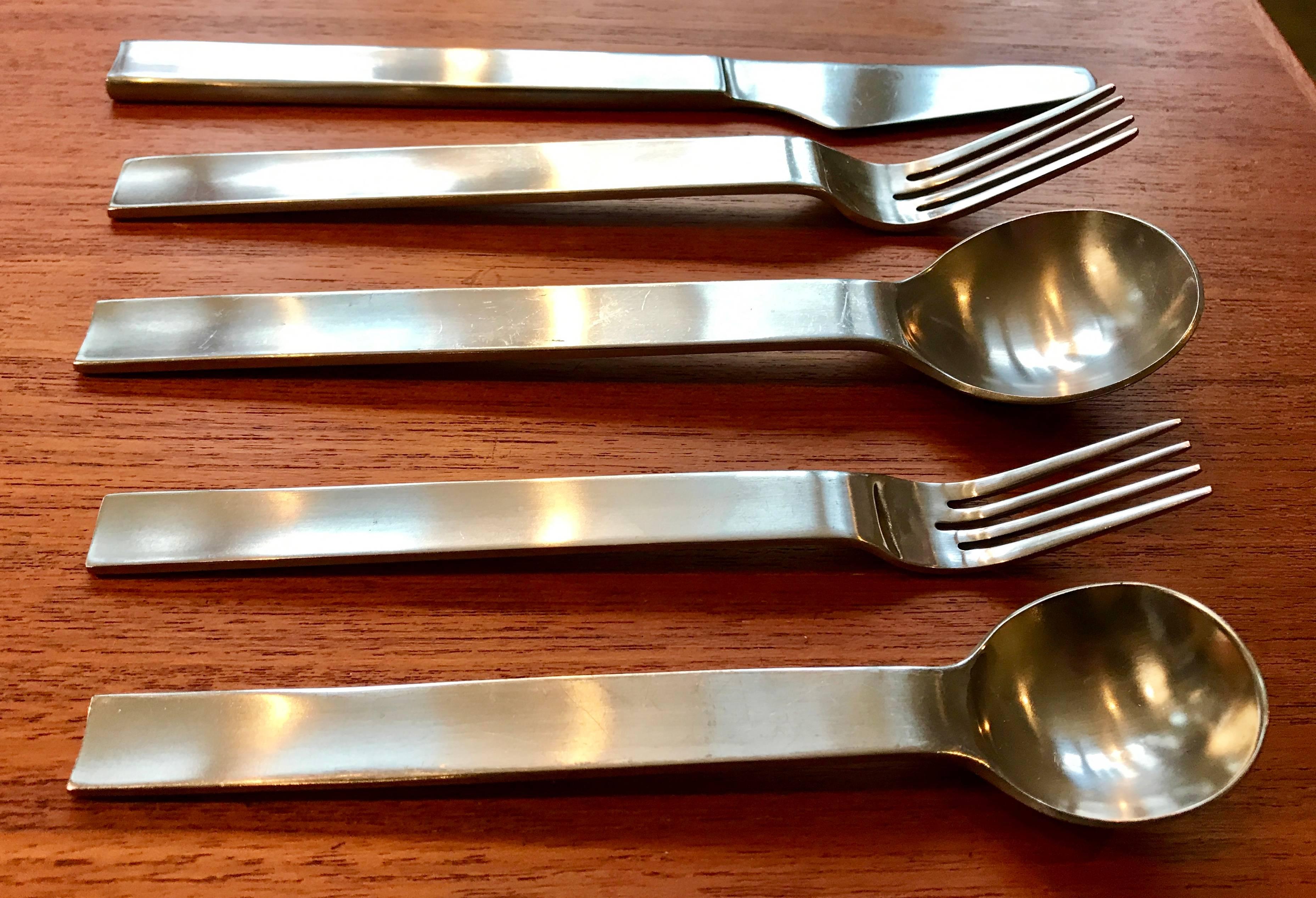 Mid-Century Modern Set of Modern Stainless Steel Flatwear, Service for Eight in the Style of Dansk