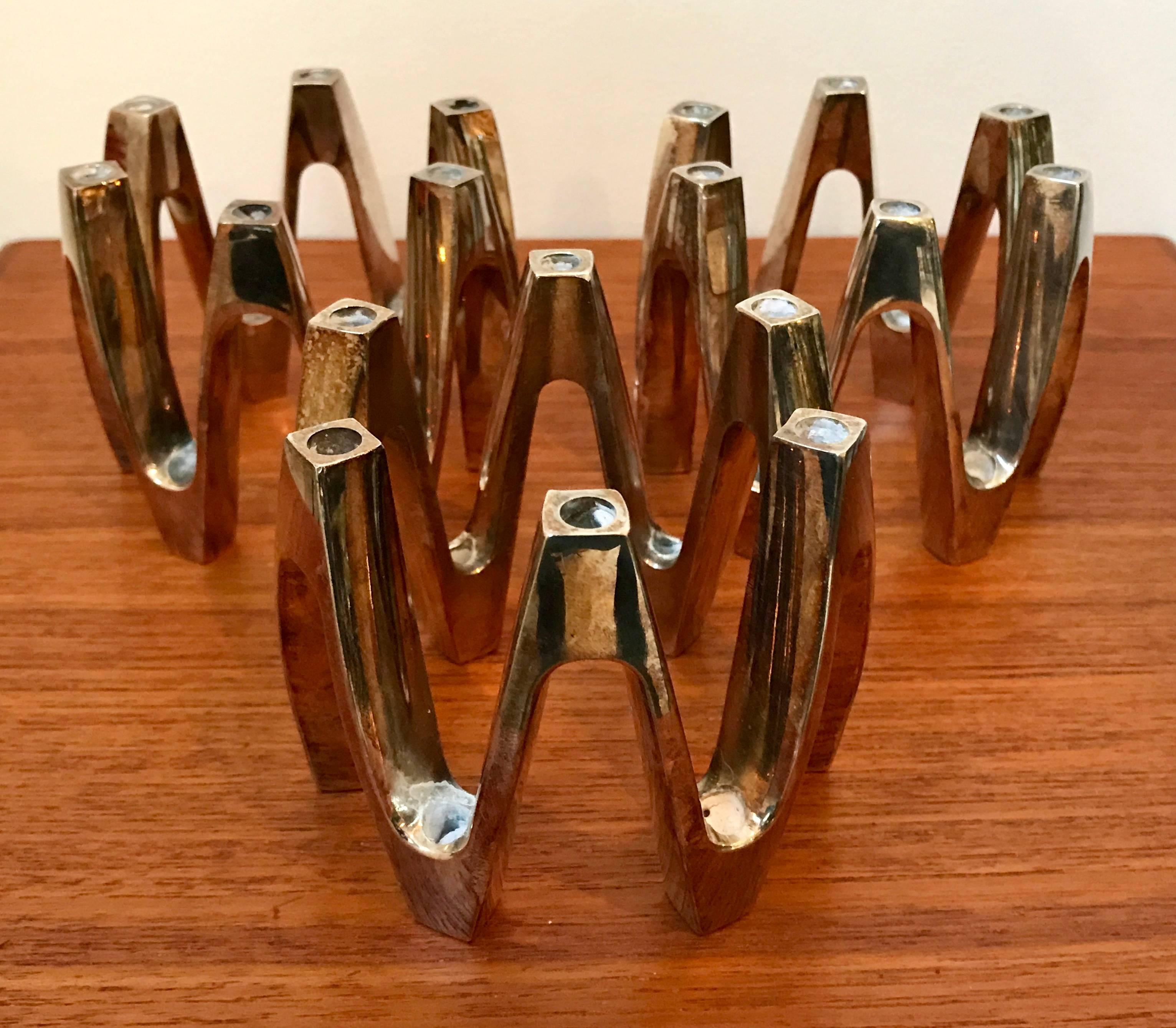 Mid-Century Modern Set of Three Silver Plated Candleholders by Jens Quistgaard for Dansk For Sale