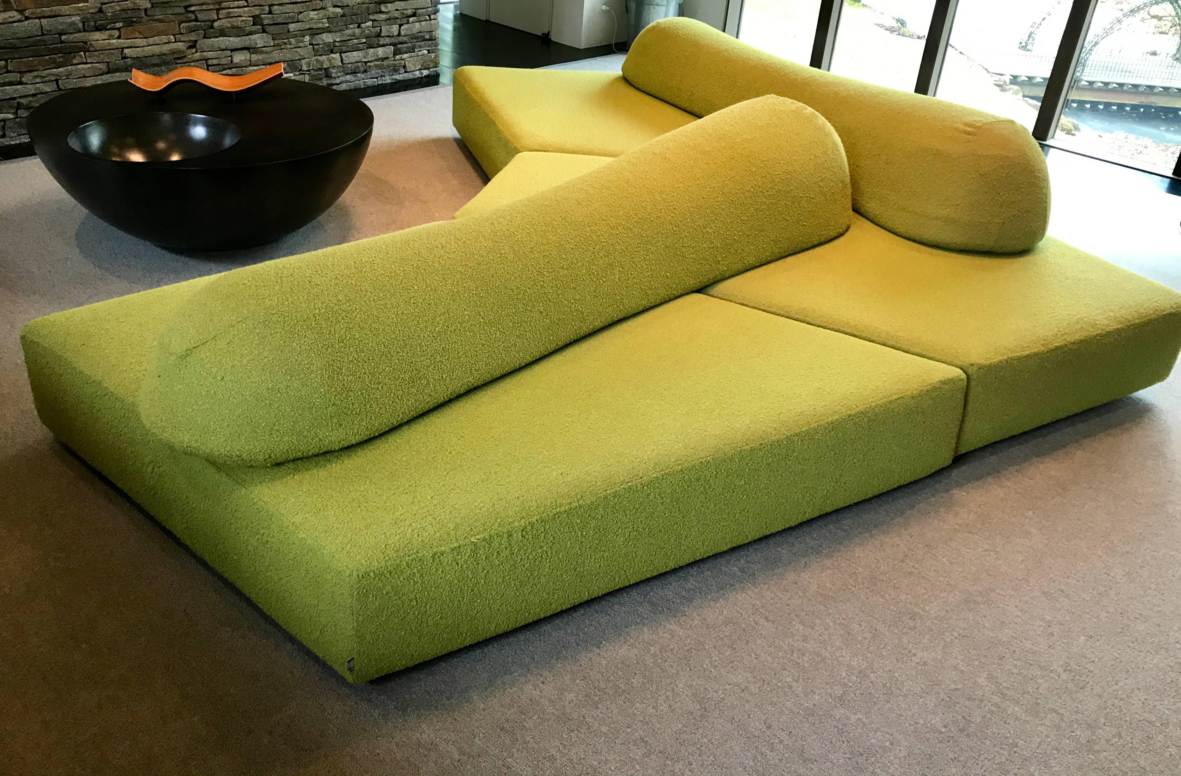 Modern Modular Green Sectional Sofa 