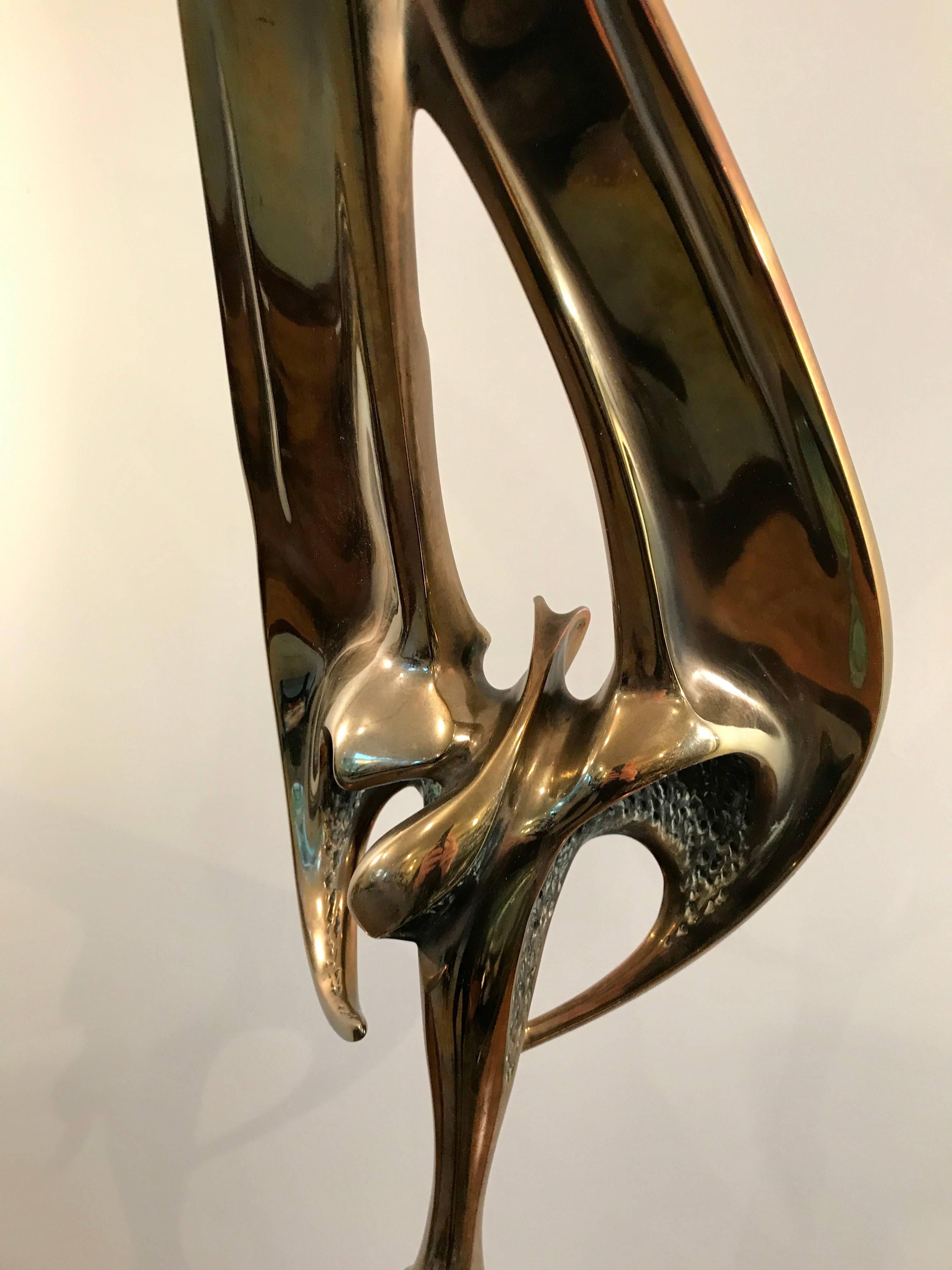 American Large Bronze Brutalist Bird Sculpture 