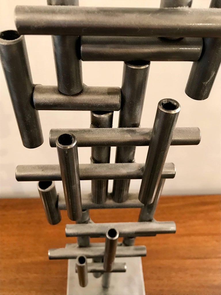 Brutalist Aluminum Welded Pipe Sculpture at 1stDibs metal pipe sculpture
