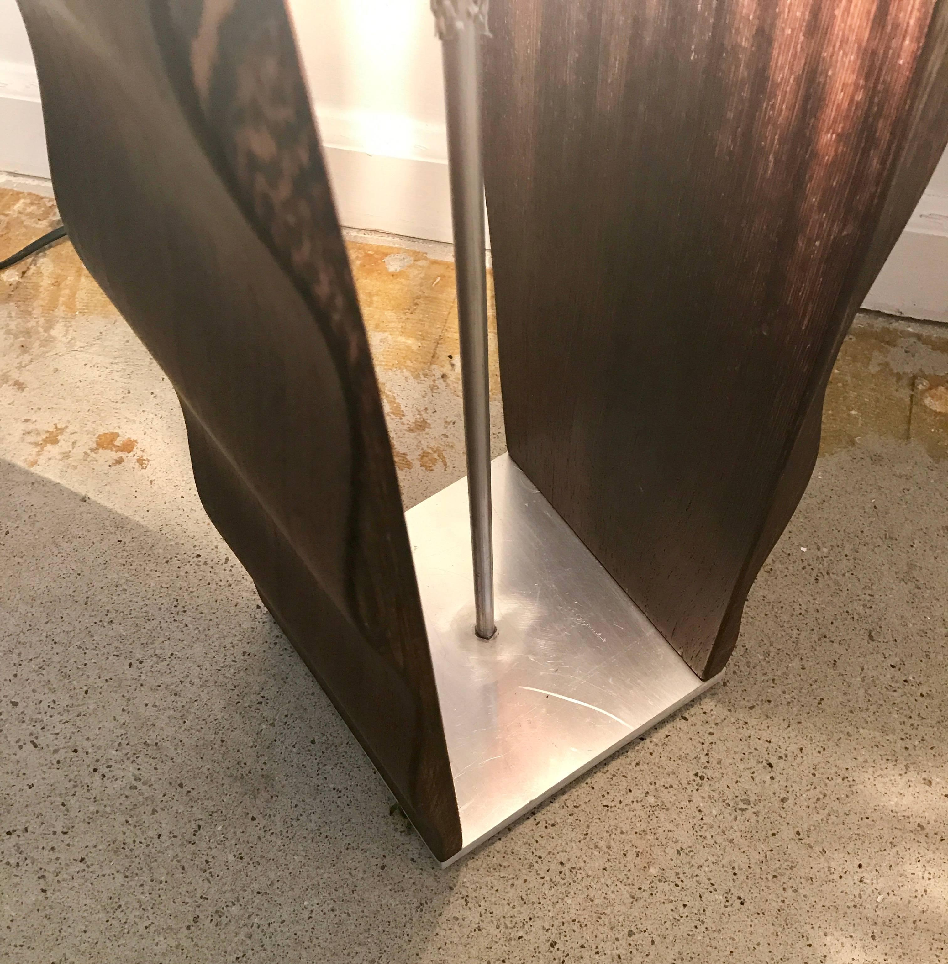 Organic Modern Floor Lamp by Pyka-Leone, Abstract Organic Carved Olive Wood, Italy