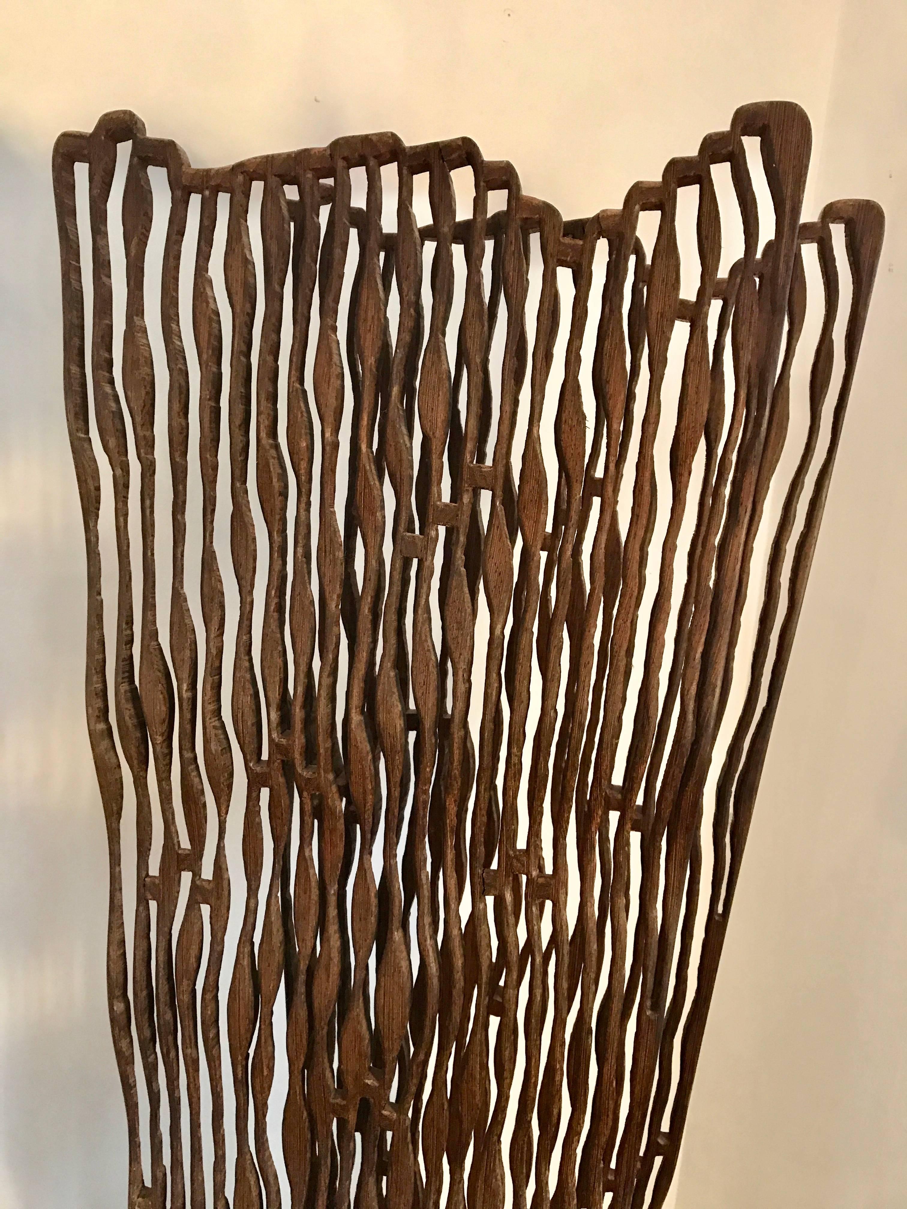 Hand-Crafted Floor Lamp by Pyka-Leone, Abstract Organic Carved Olive Wood, Italy