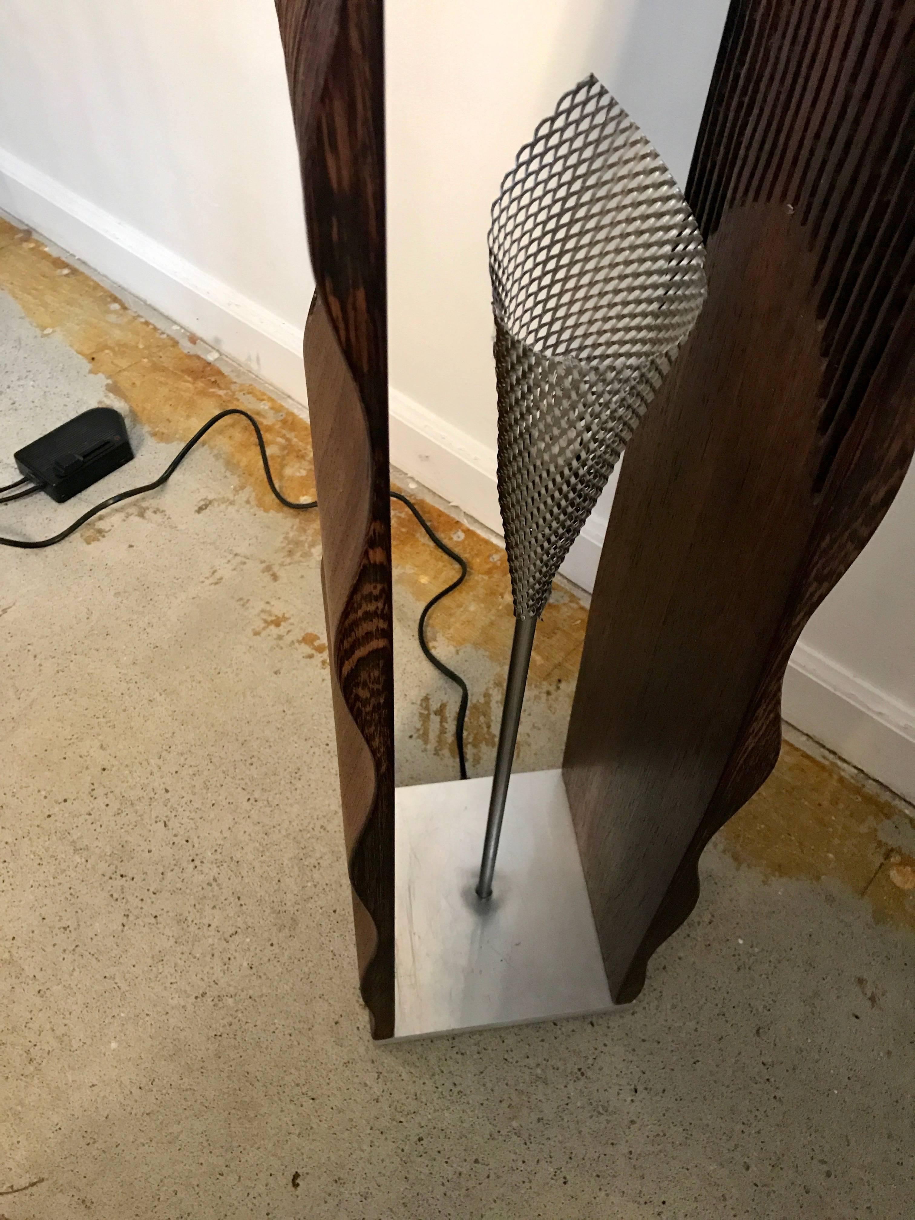 Floor Lamp by Pyka-Leone, Abstract Organic Carved Olive Wood, Italy In Good Condition In Bedford Hills, NY