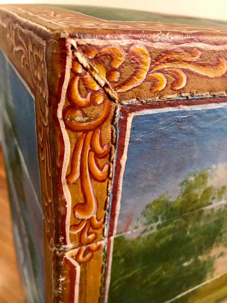 European Folk Art HandPainted Equestrian Theme Stacking Horse Tack Box