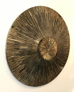 Massive Round Hand-Painted Metallic Brutalist Wall Sculpture