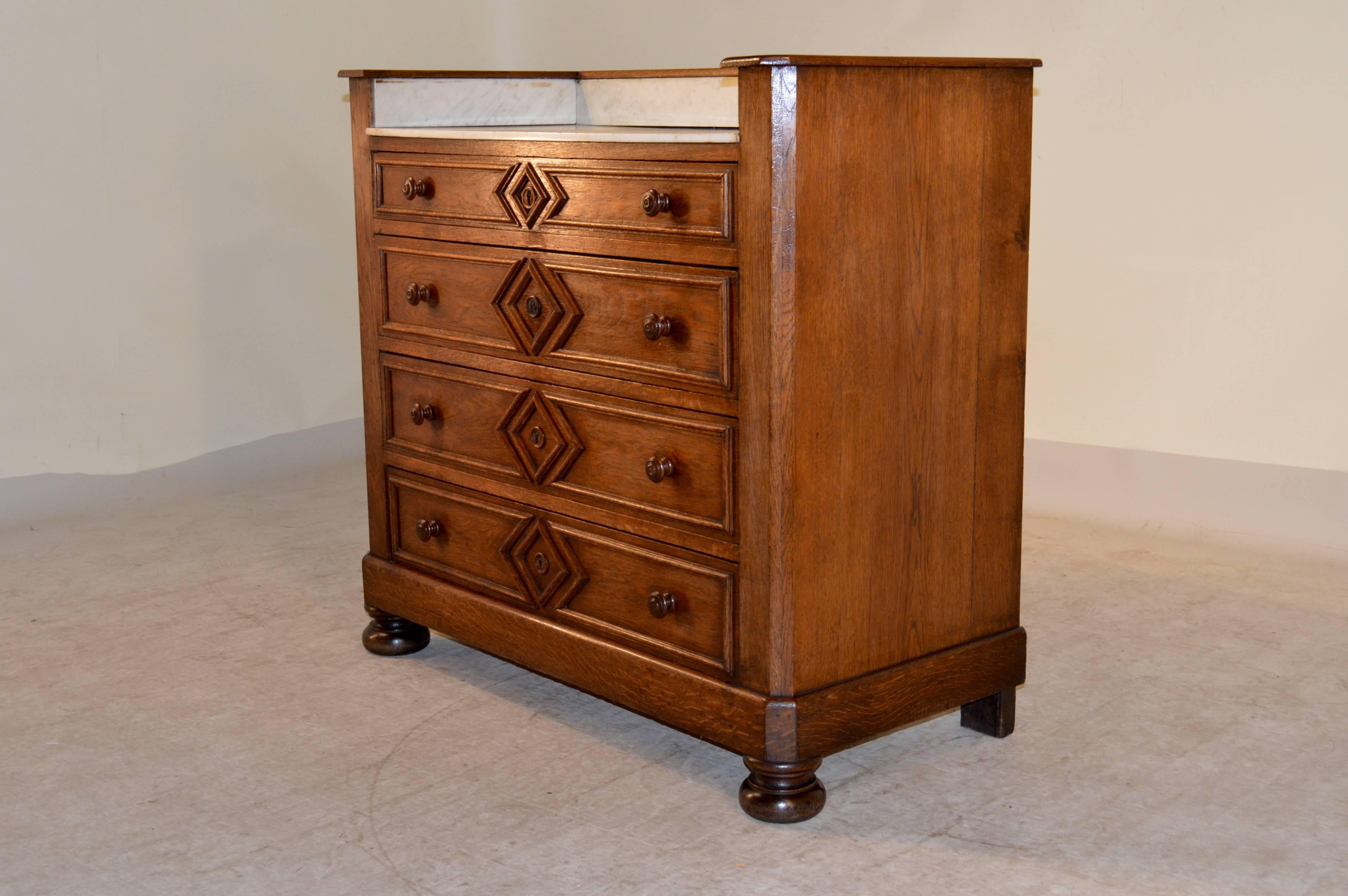 Art Nouveau 19th Century French Wash Stand with Marble Top