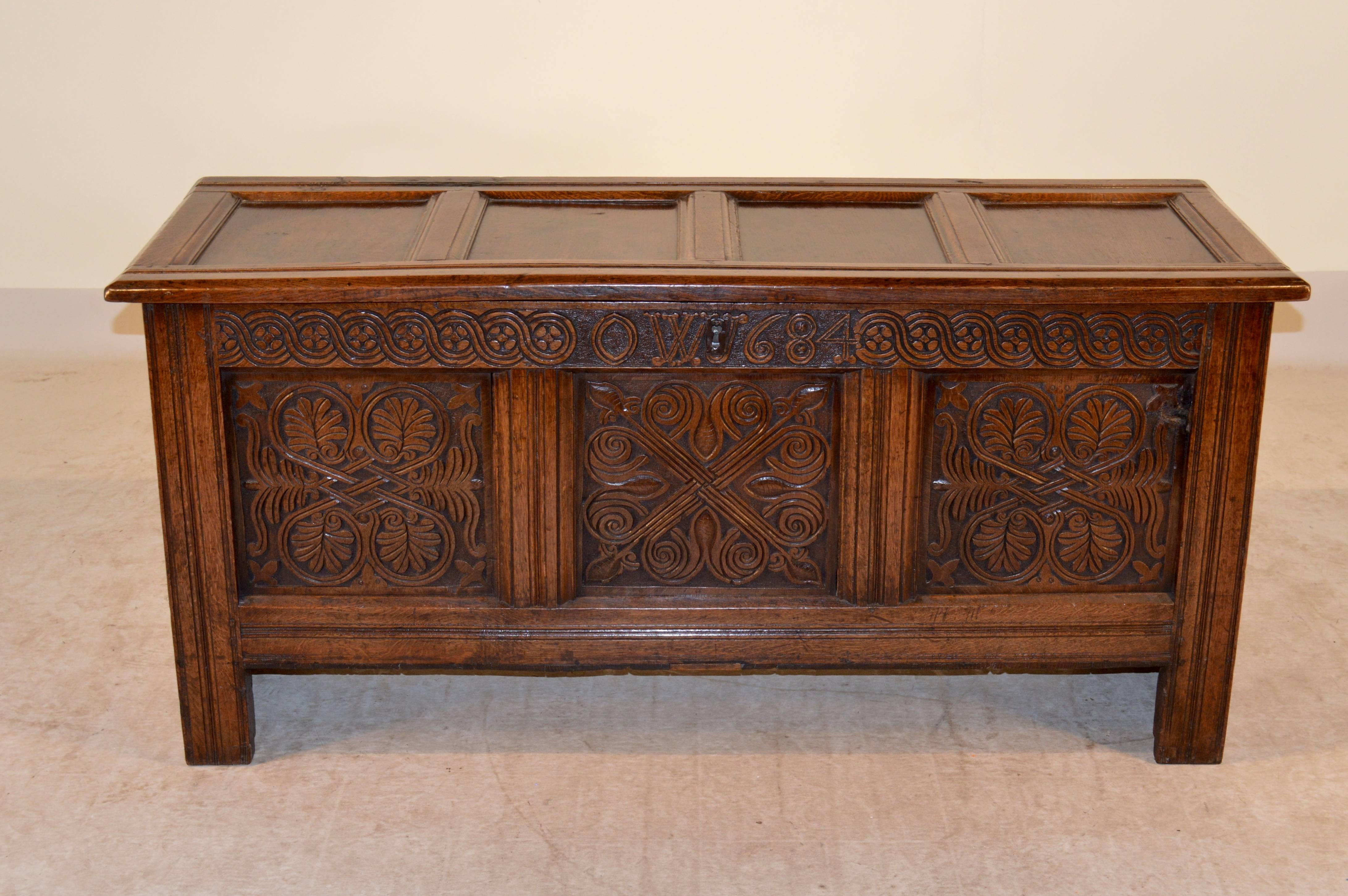 Early Oak Blanket Chest, Dated 1684 1