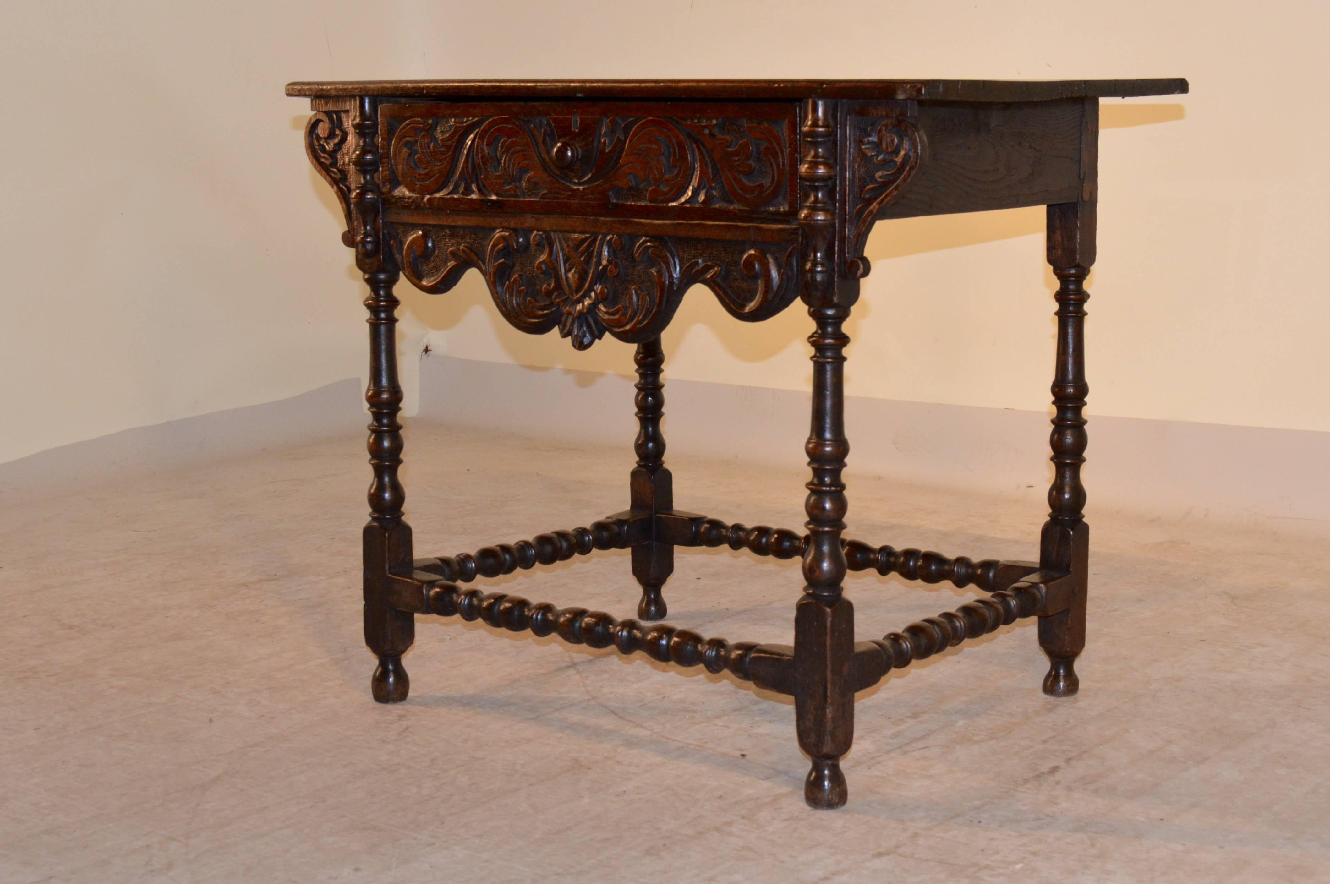 Georgian 18th Century English Oak Carved Side Table