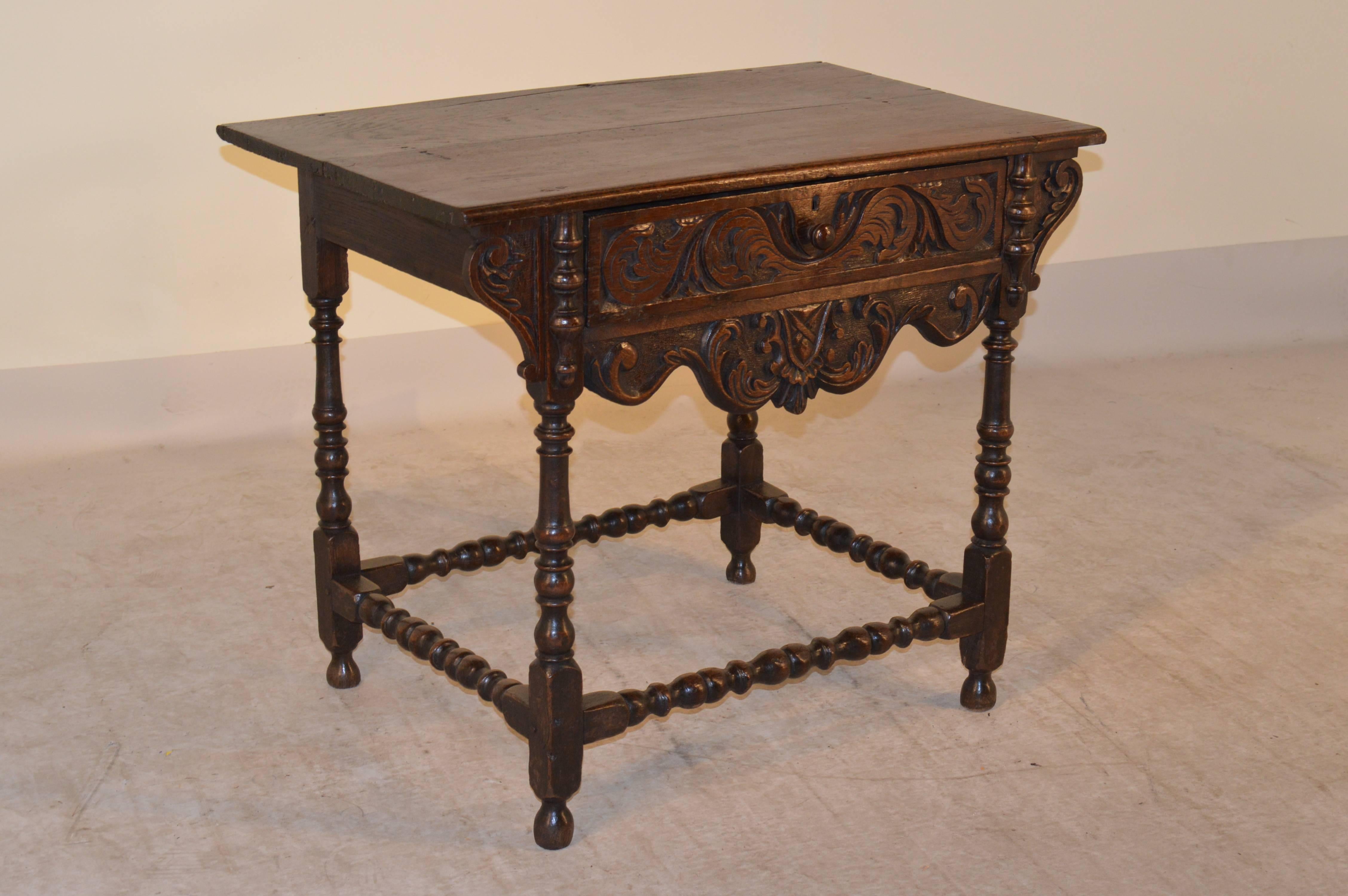 18th Century English Oak Carved Side Table In Good Condition In High Point, NC
