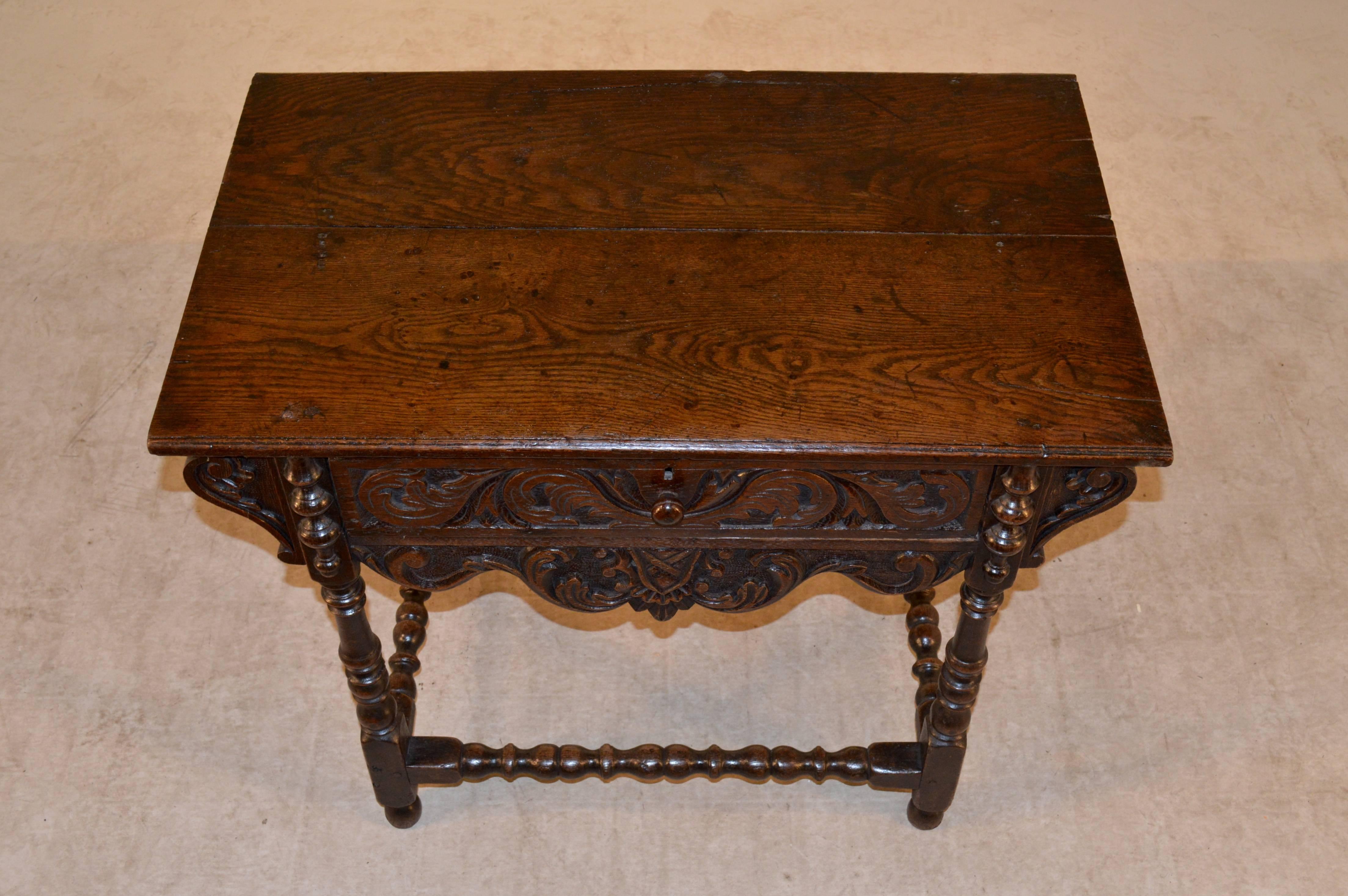18th Century English Oak Carved Side Table 1