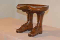 19th Century Walnut Folk Art Stool