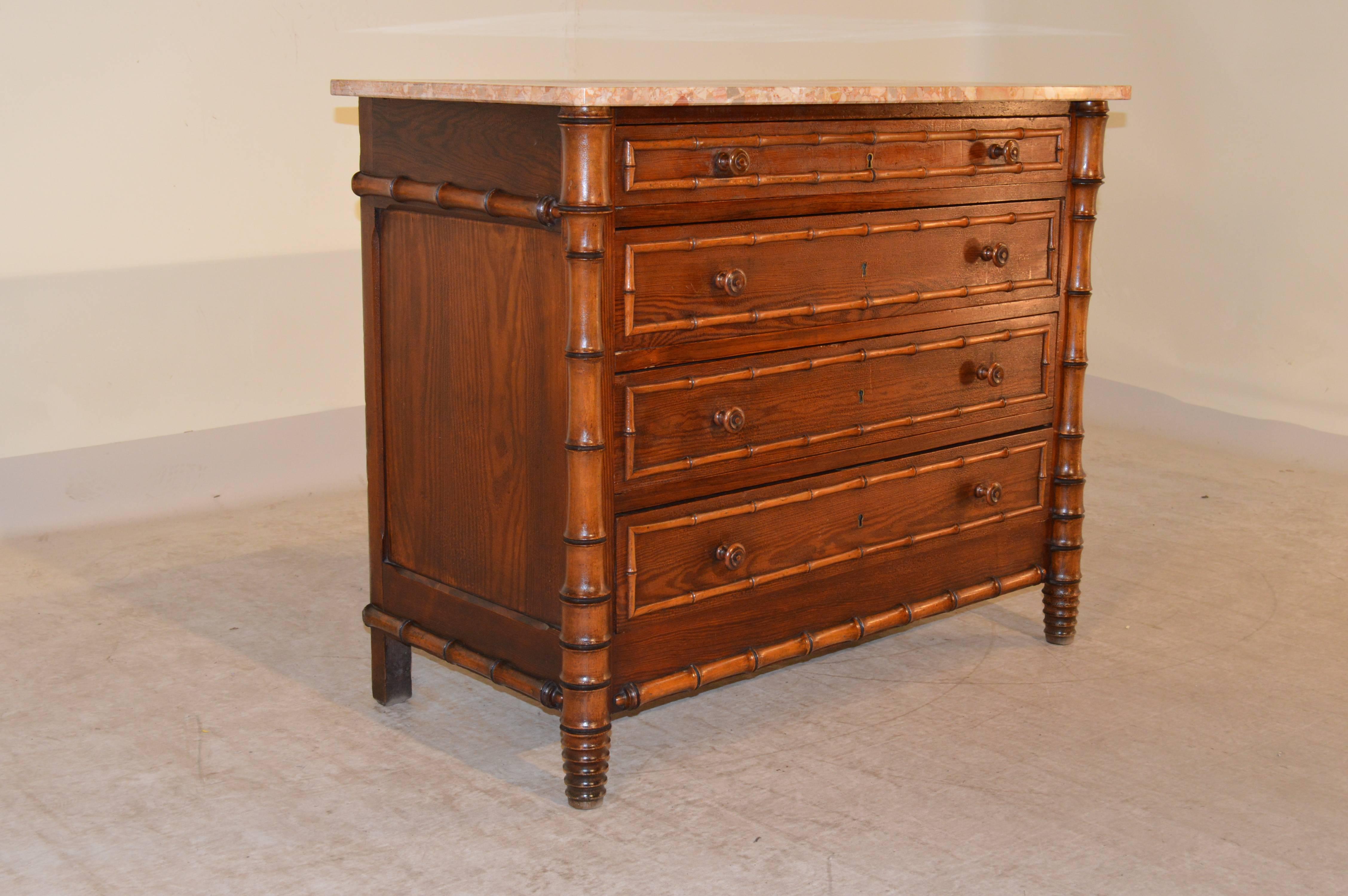 Art Nouveau 19th Century Faux Bamboo Chest of Drawers
