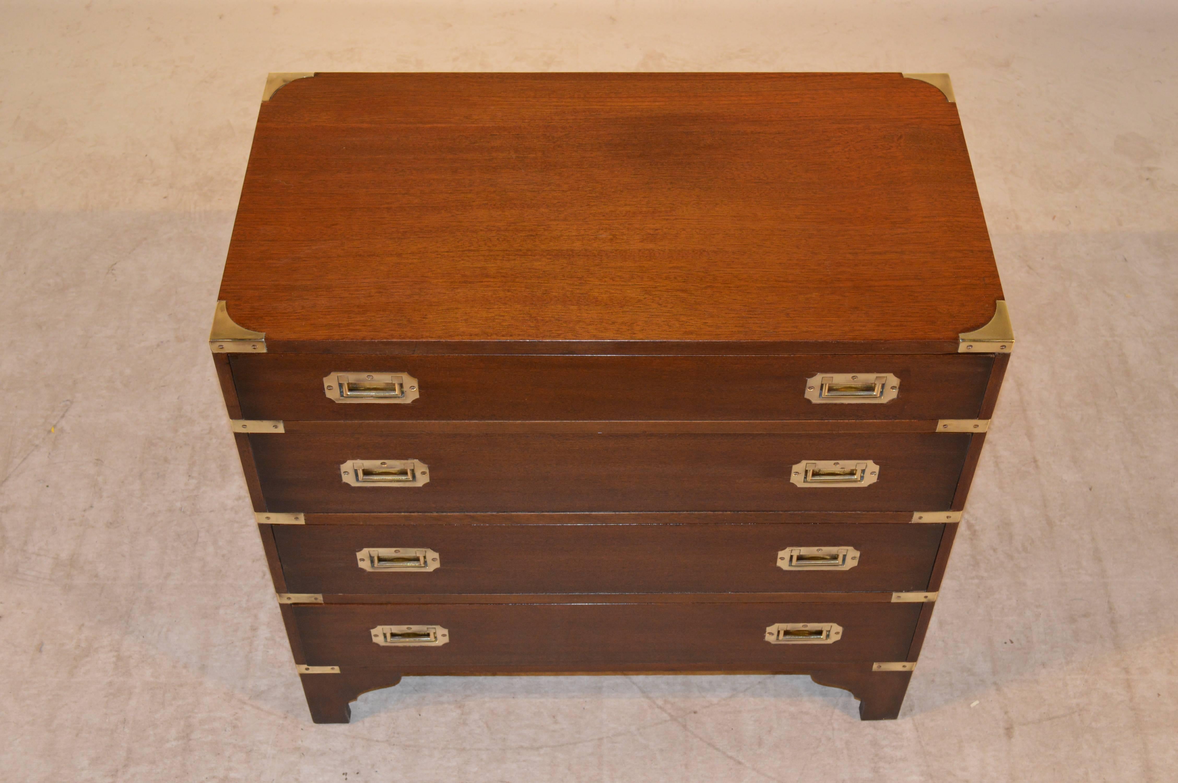 Mid-Century Mahogany Campaign Small Chest In Excellent Condition In High Point, NC