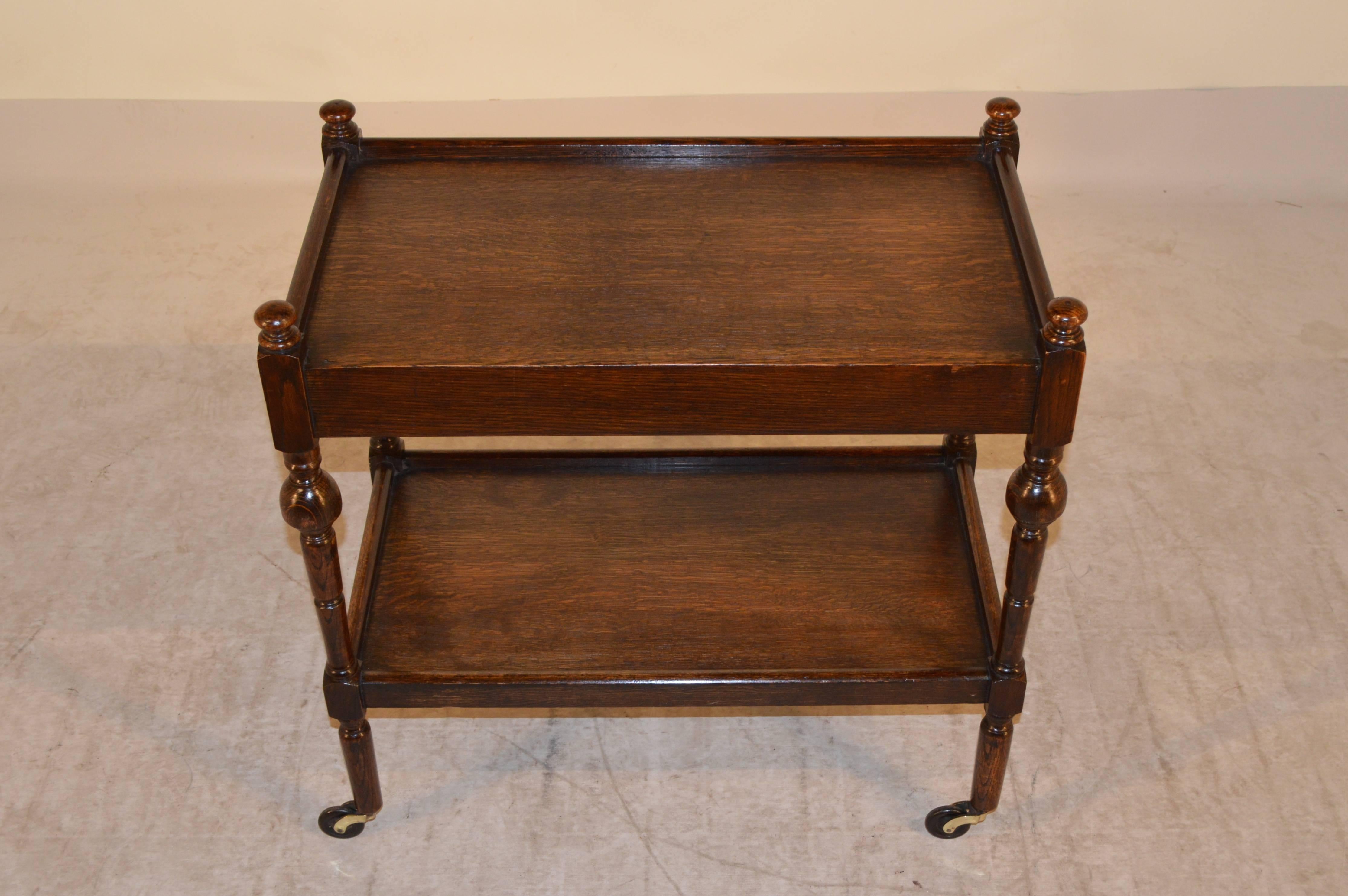 English Oak Drinks Cart, circa 1900 In Excellent Condition In High Point, NC