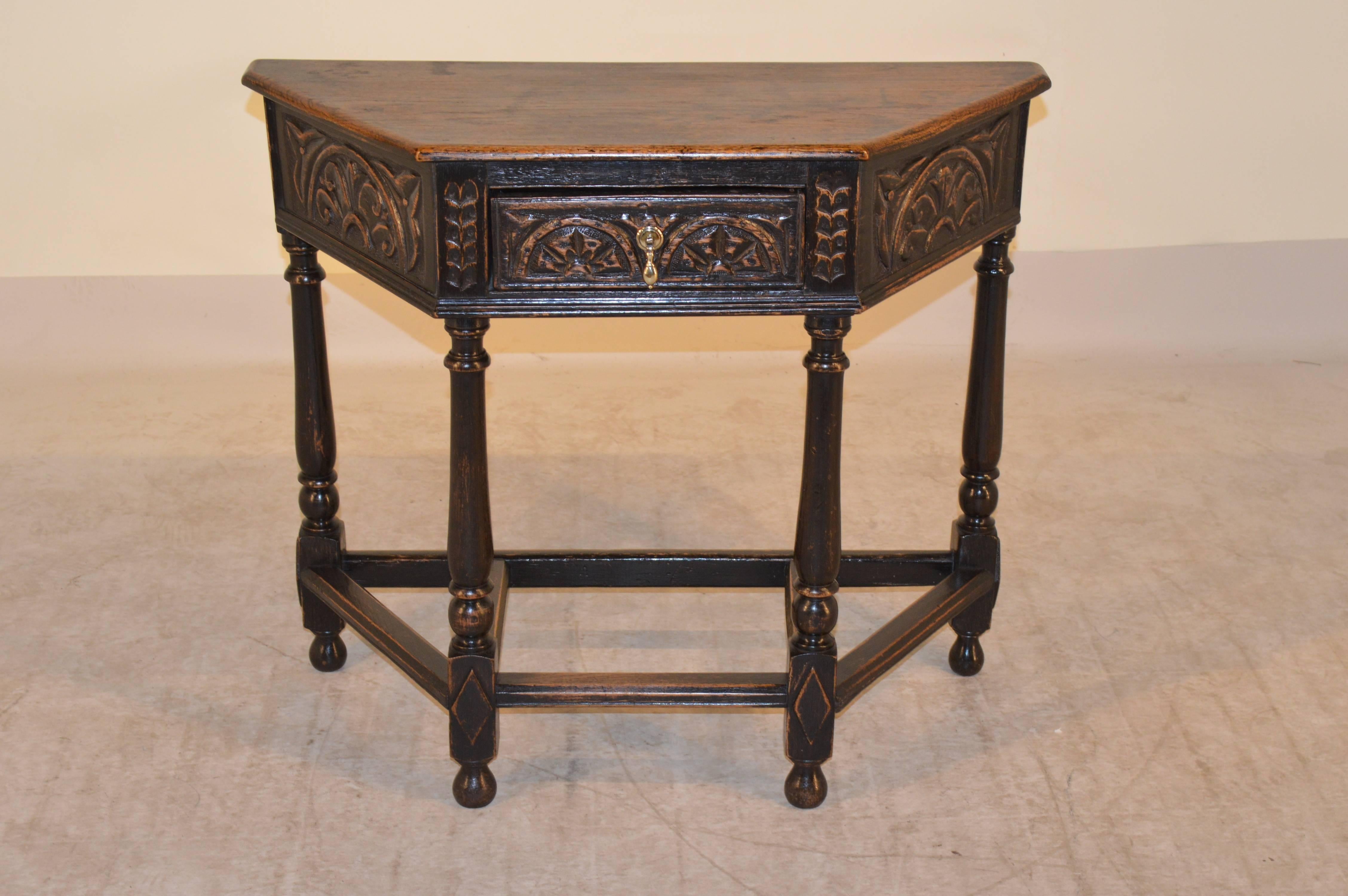William and Mary 18th Century English Oak Five-Sided Table