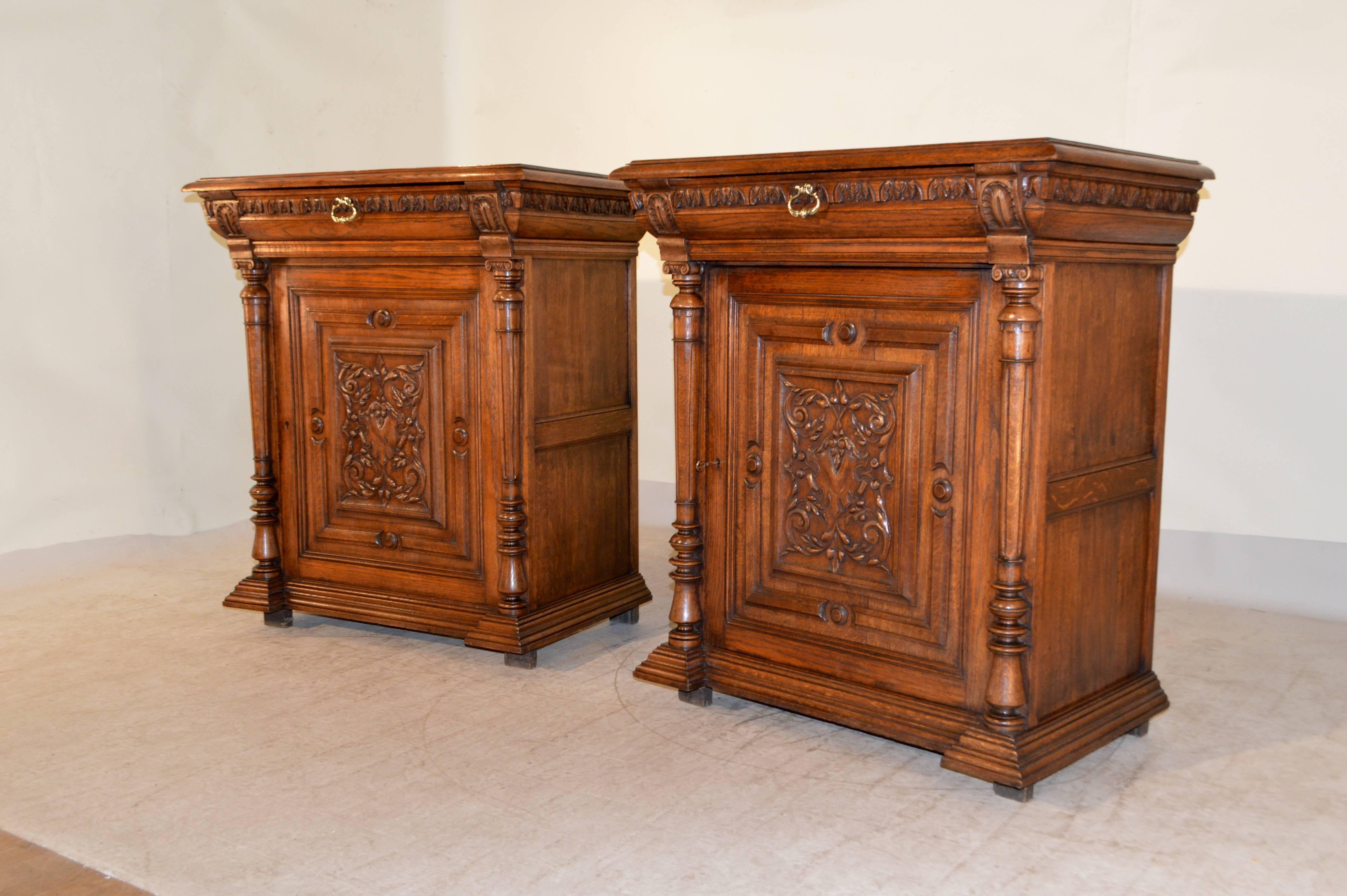 Napoleon III 19th Century Pair of French Oak Cupboards