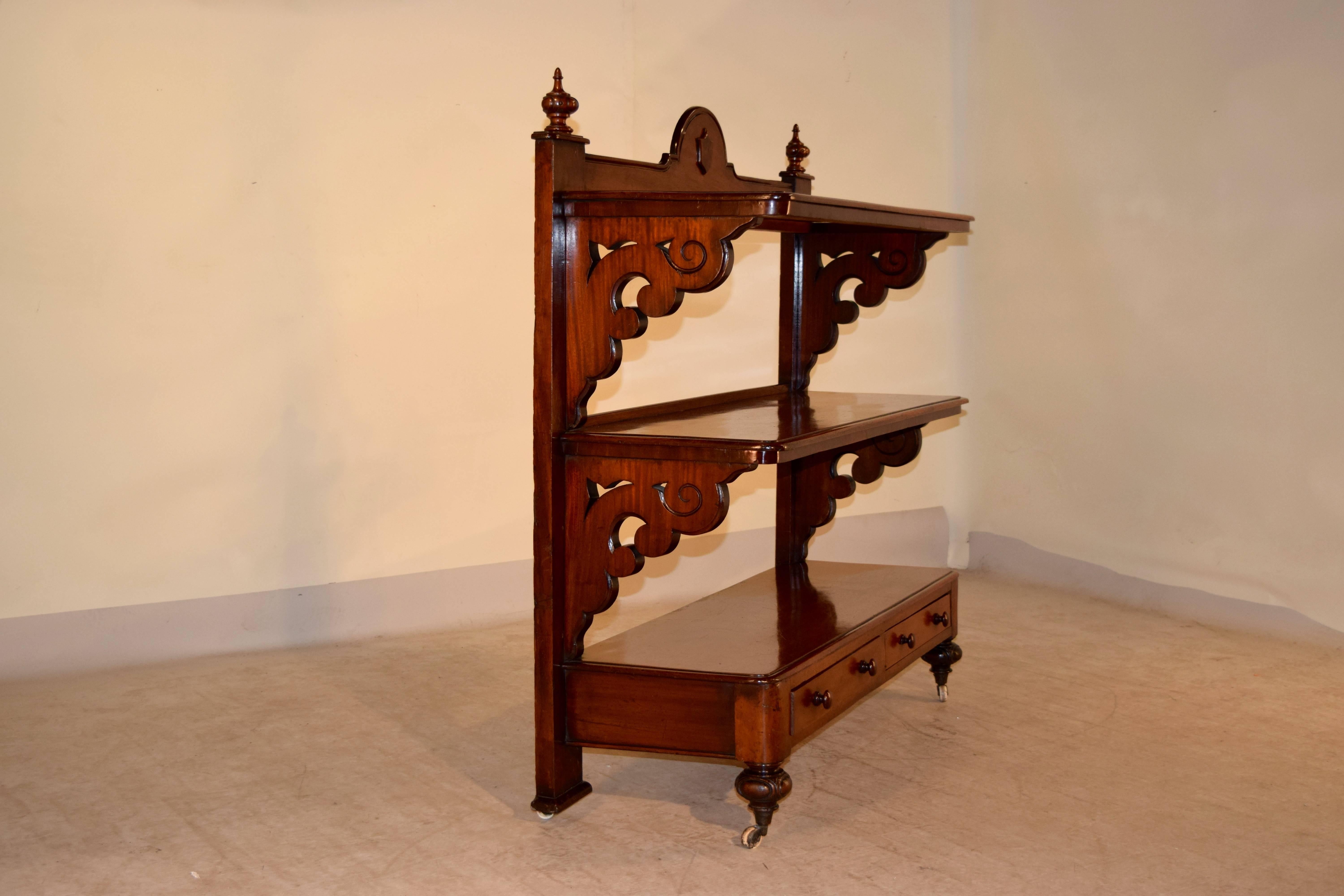 English 19th Century Mahogany Buffet with Shield Decoration