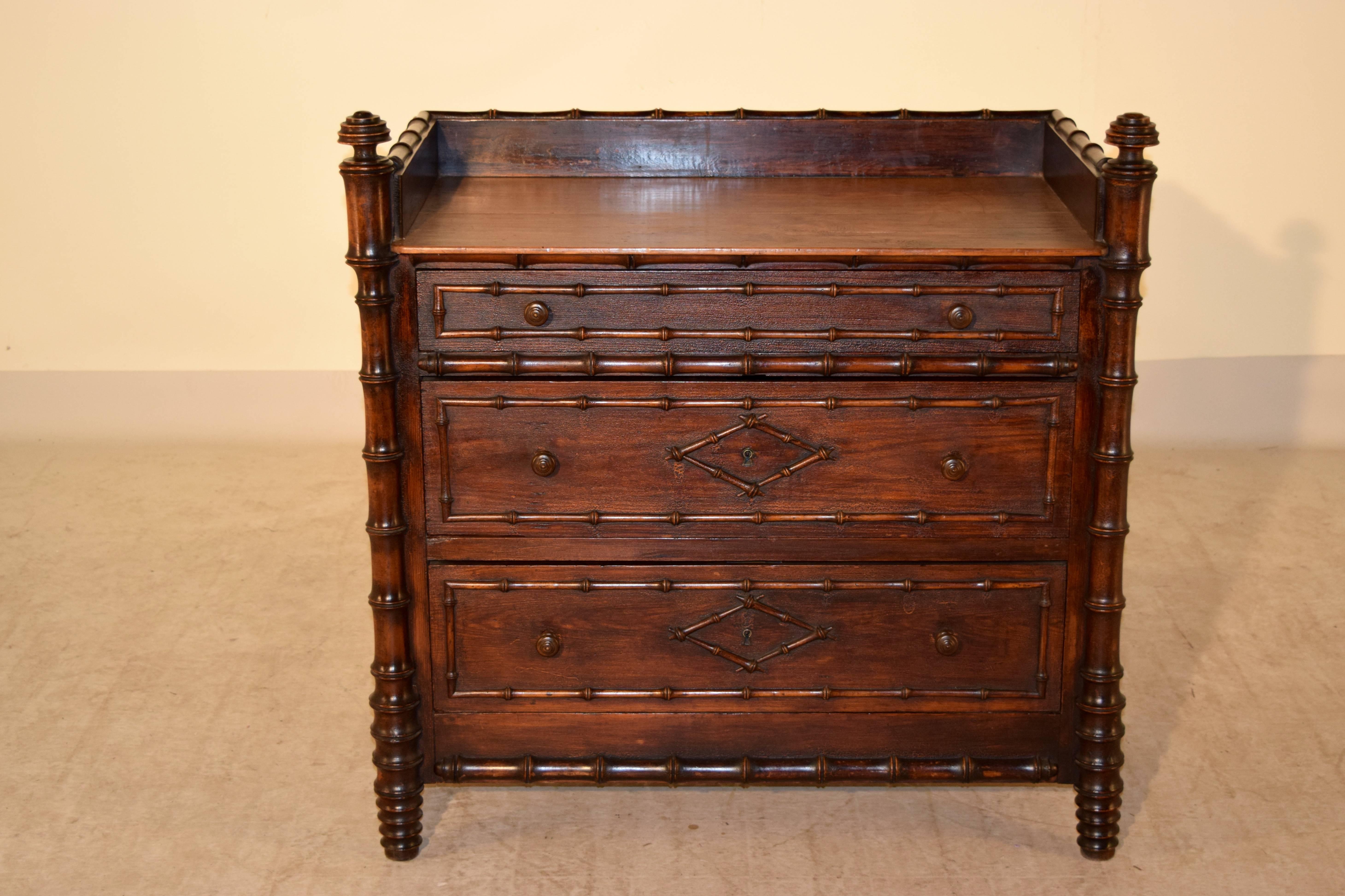 19th Century French Faux Bamboo Wash Stand In Excellent Condition In High Point, NC