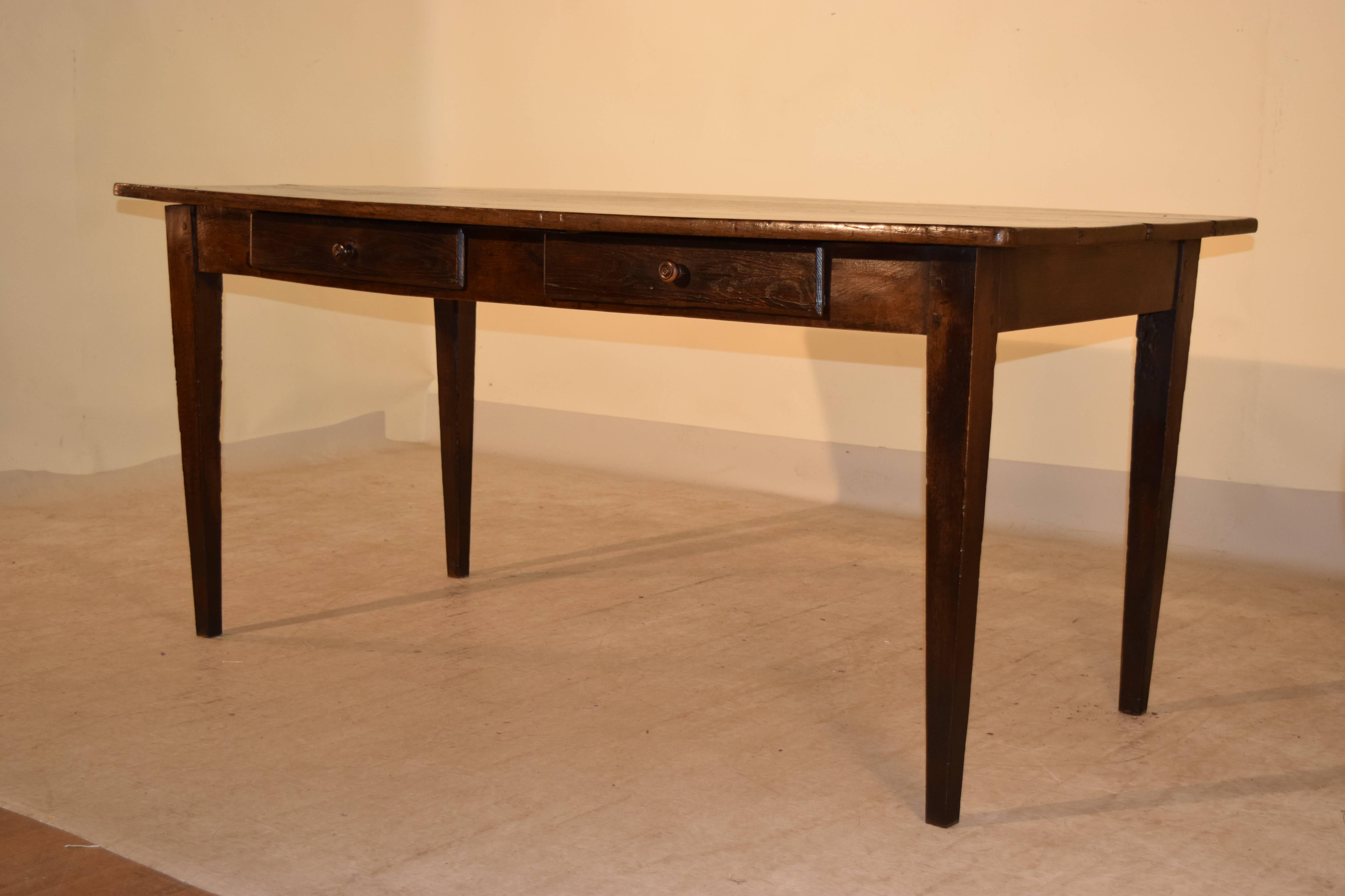 Rustic Early 19th Century French Chestnut Farm Table