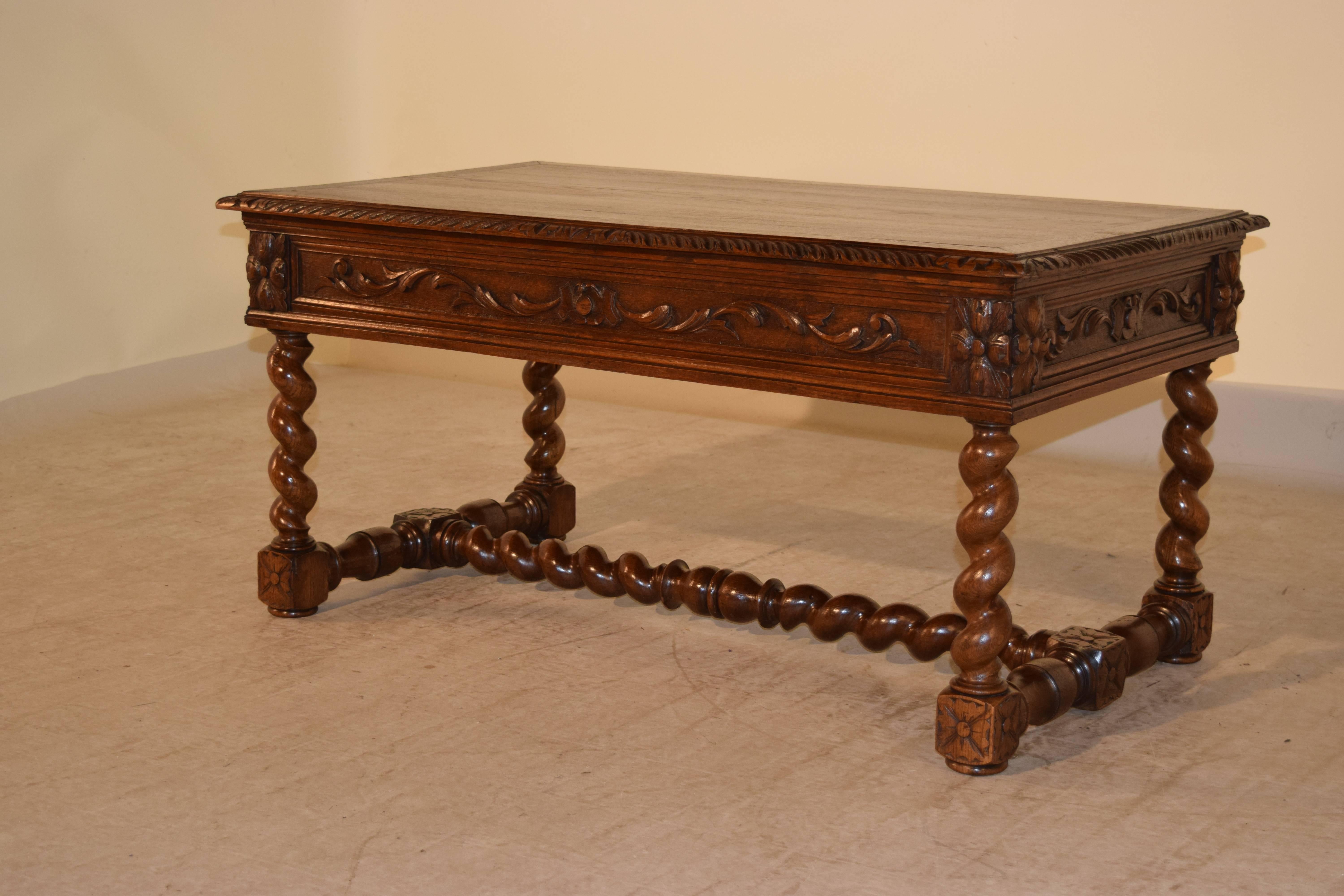 19th Century French Oak Coffee Table In Excellent Condition In High Point, NC