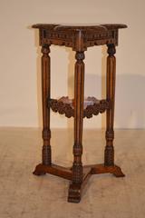19th Century English Oak Side Table with Clover Top