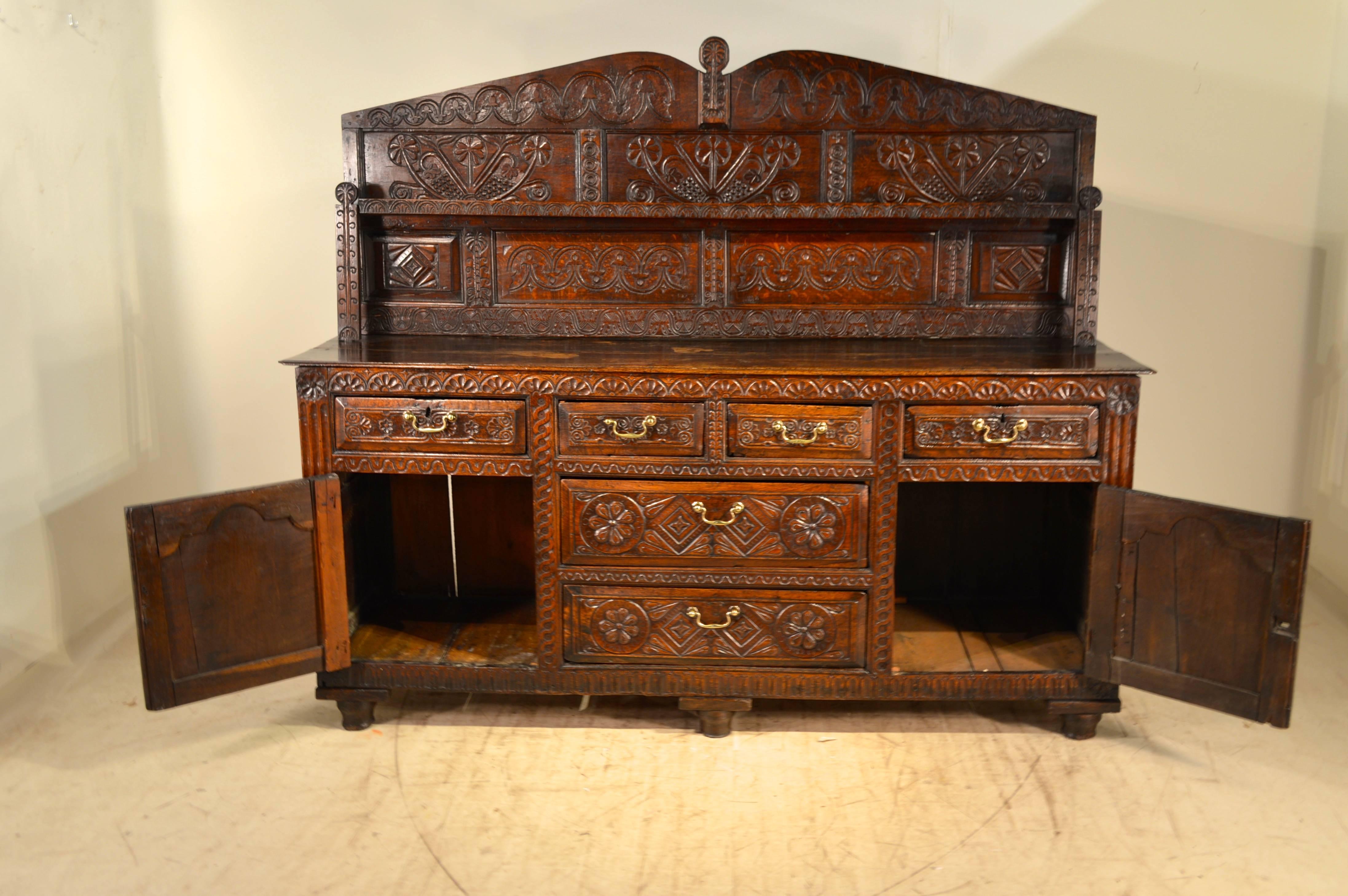 Carved 17th Century Welsh Oak Dresser
