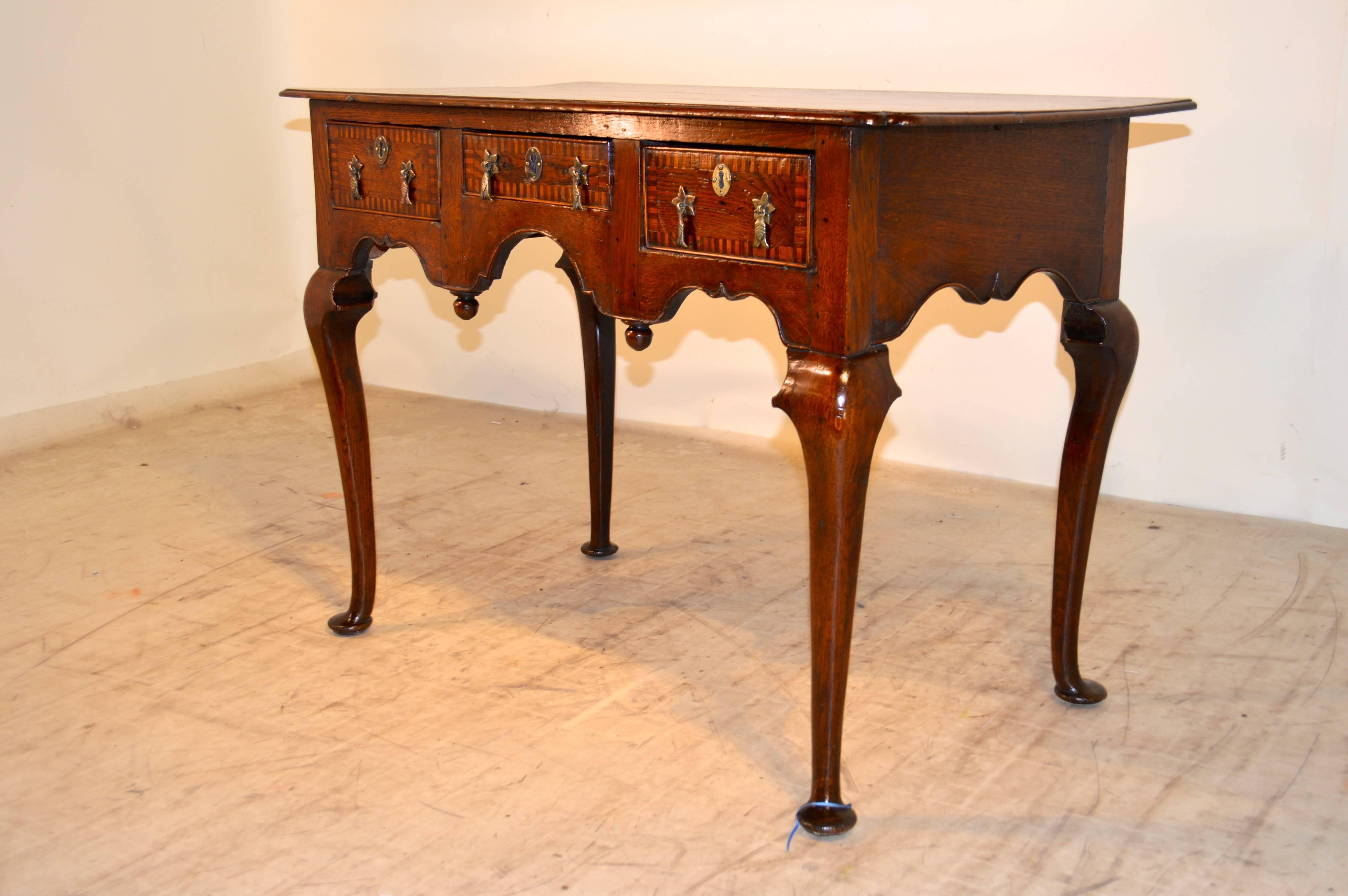 Georgian 18th Century English Oak Inlaid Lowboy