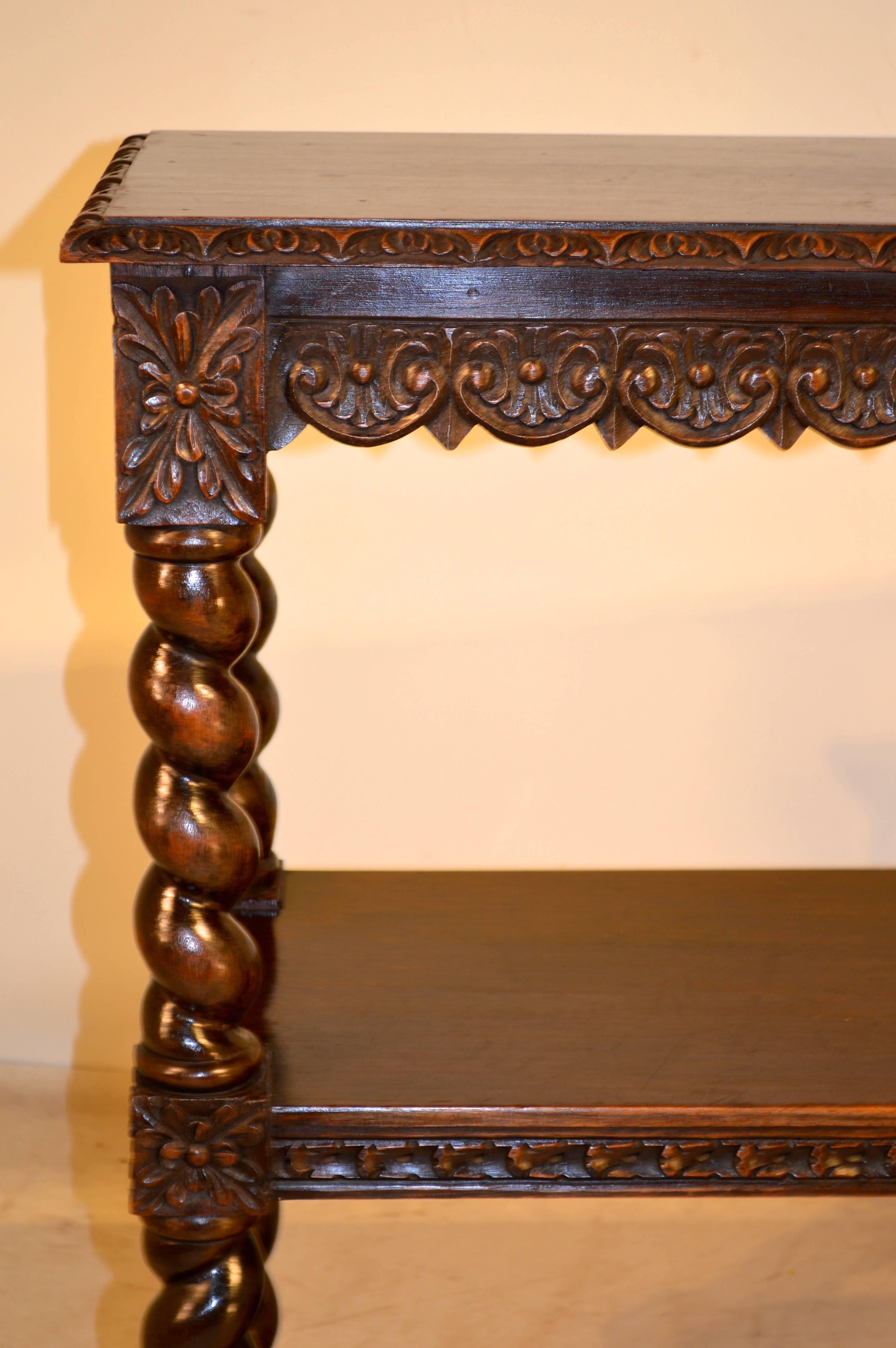 Victorian 19th Century English Carved Oak Book Shelf