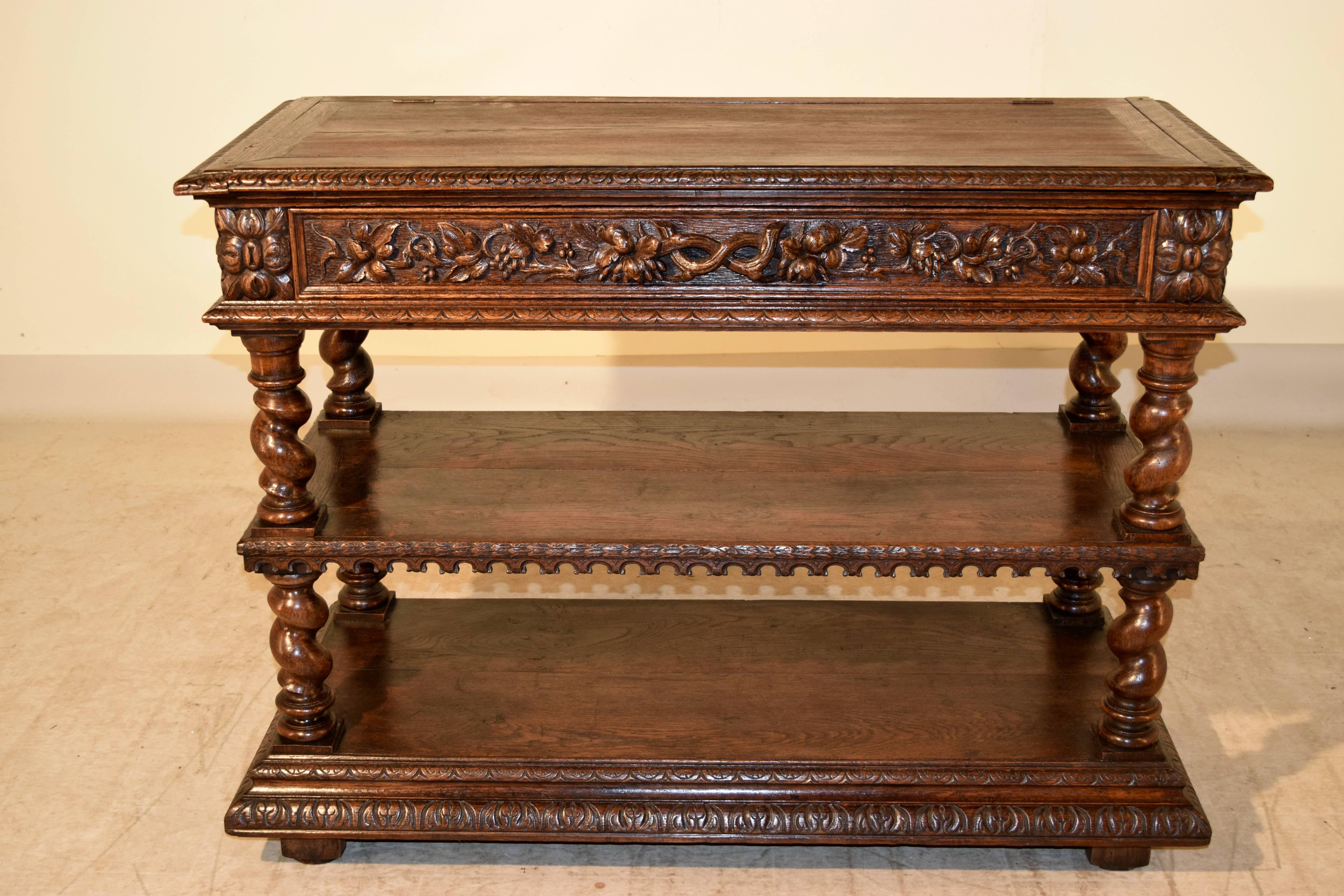 Hand-Carved 19th Century French Dessert Buffet with Carved Decoration