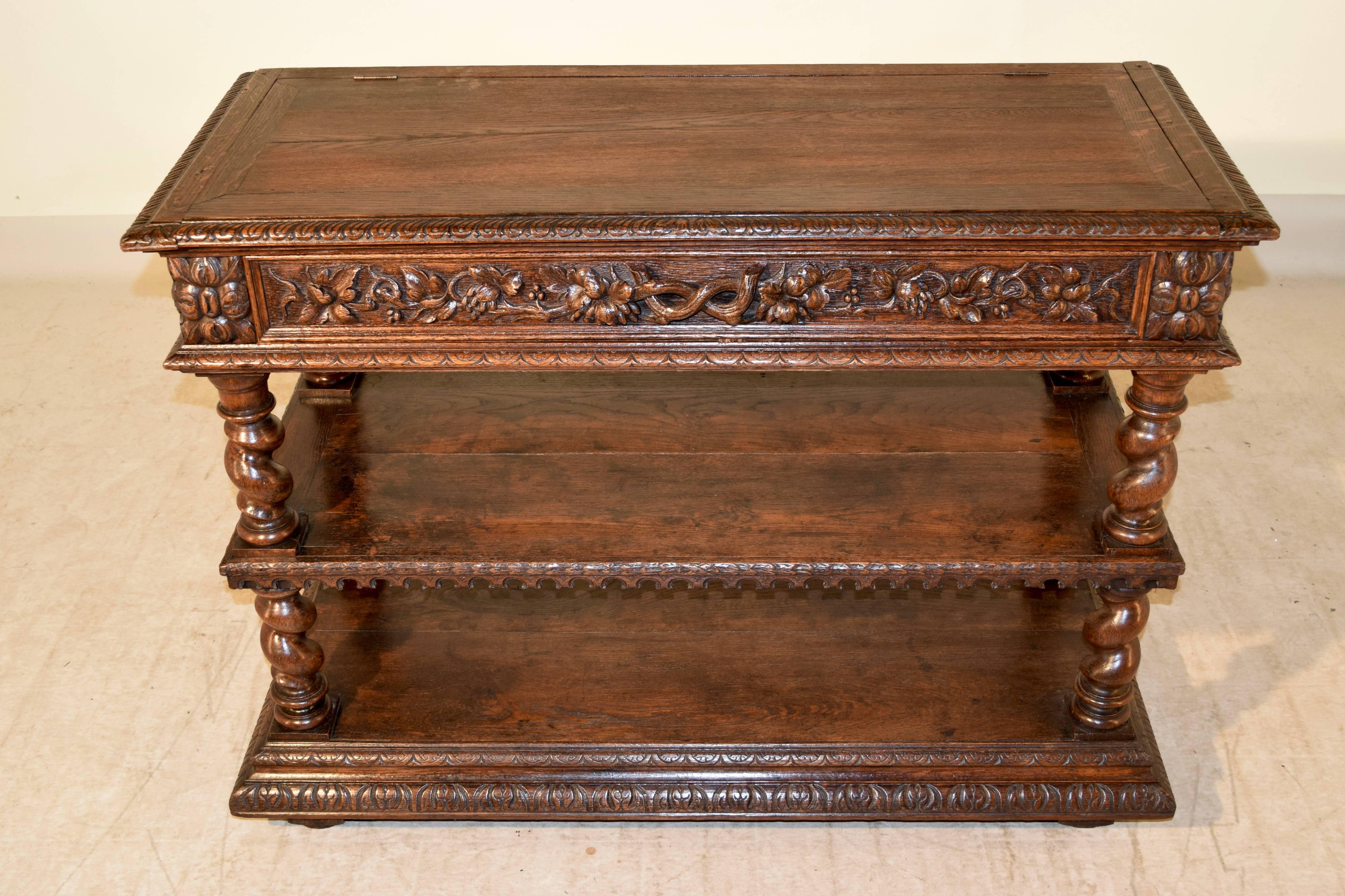19th Century French Dessert Buffet with Carved Decoration In Excellent Condition In High Point, NC