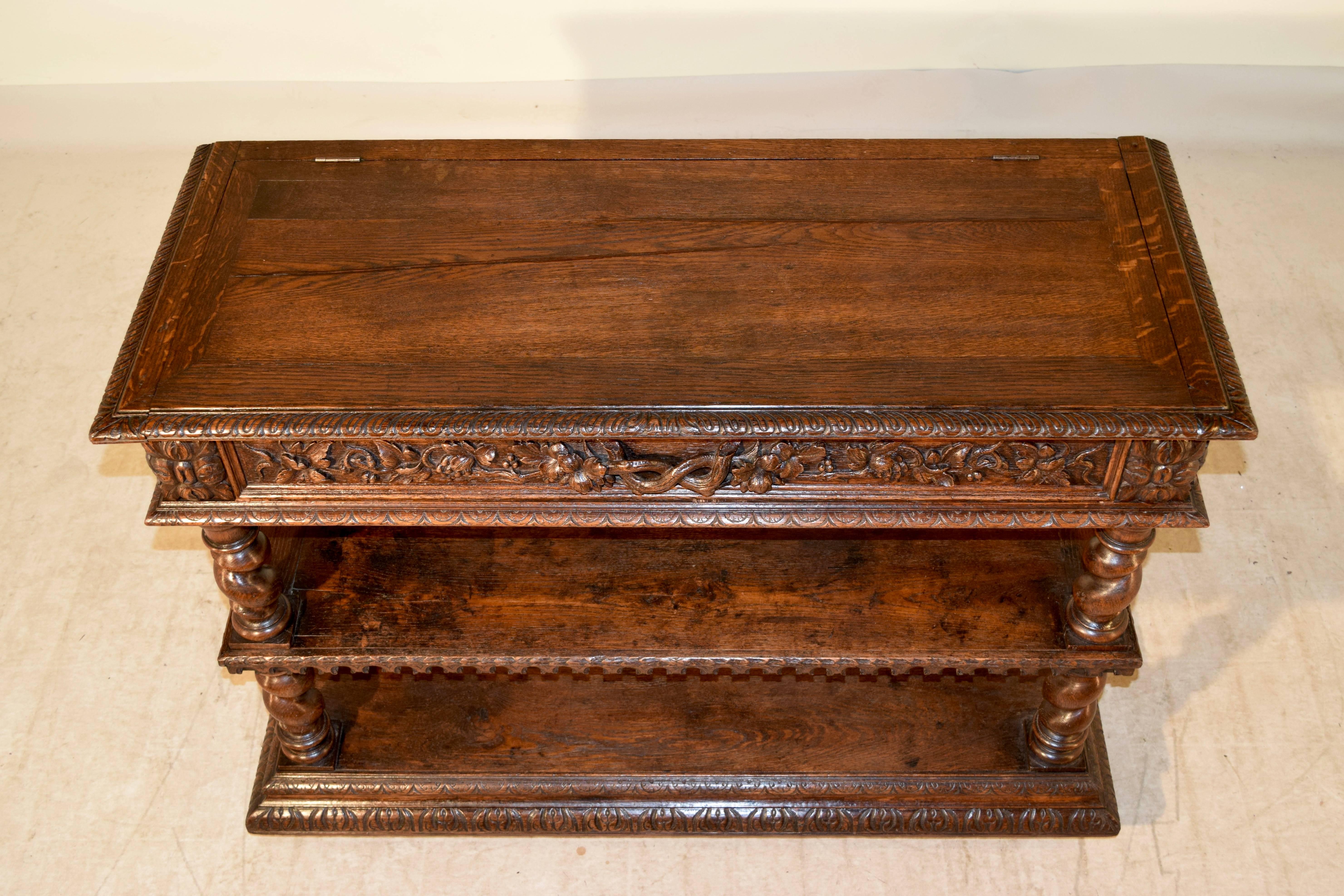 Oak 19th Century French Dessert Buffet with Carved Decoration