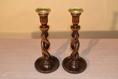 19th Century Pair of Open Barley Twist Candlesticks