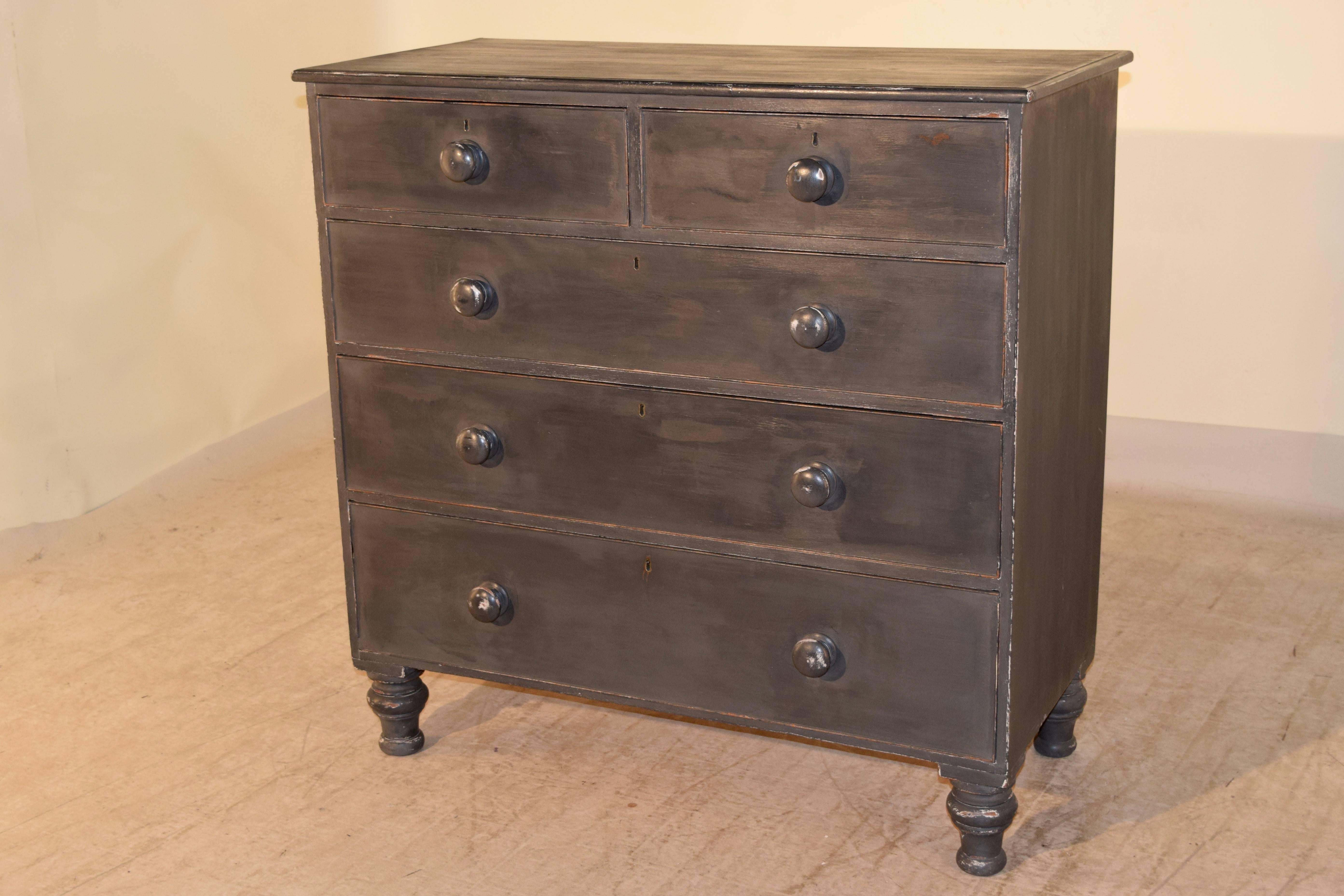 19th Century English Painted Mahogany Chest In Excellent Condition In High Point, NC