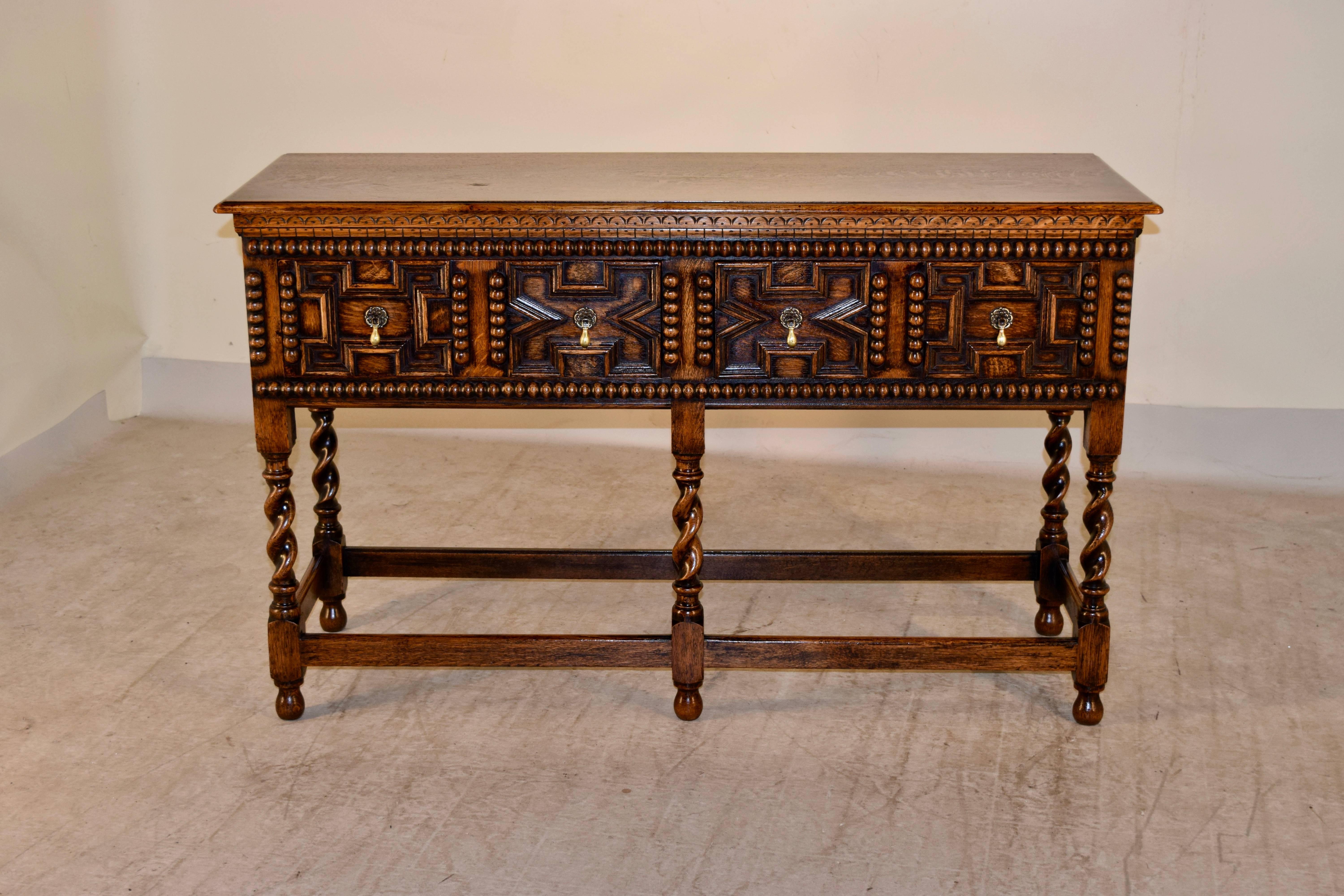 19th Century English Oak Geometric Sideboard In Excellent Condition In High Point, NC