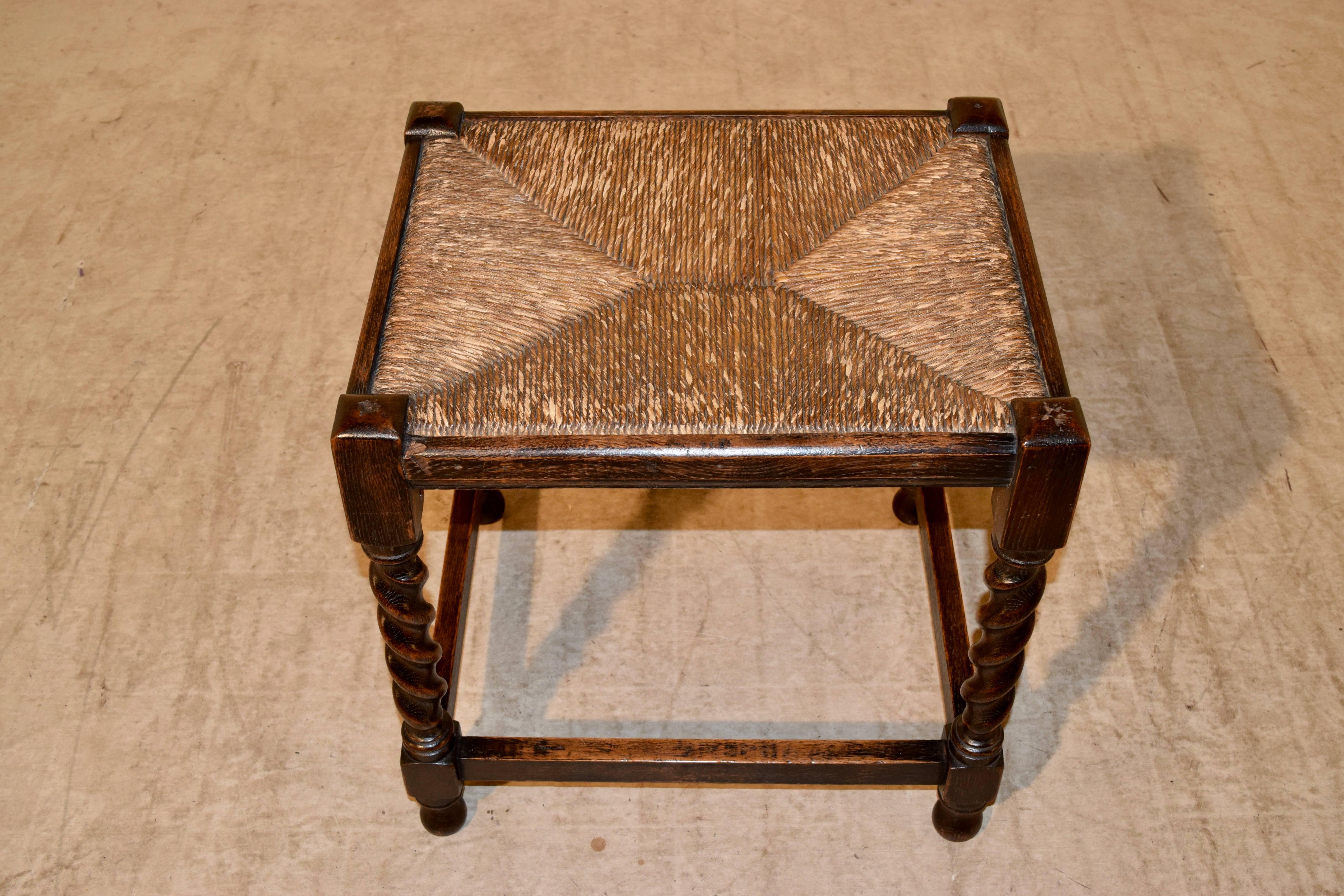 19th Century English Rush Top Stool In Good Condition In High Point, NC