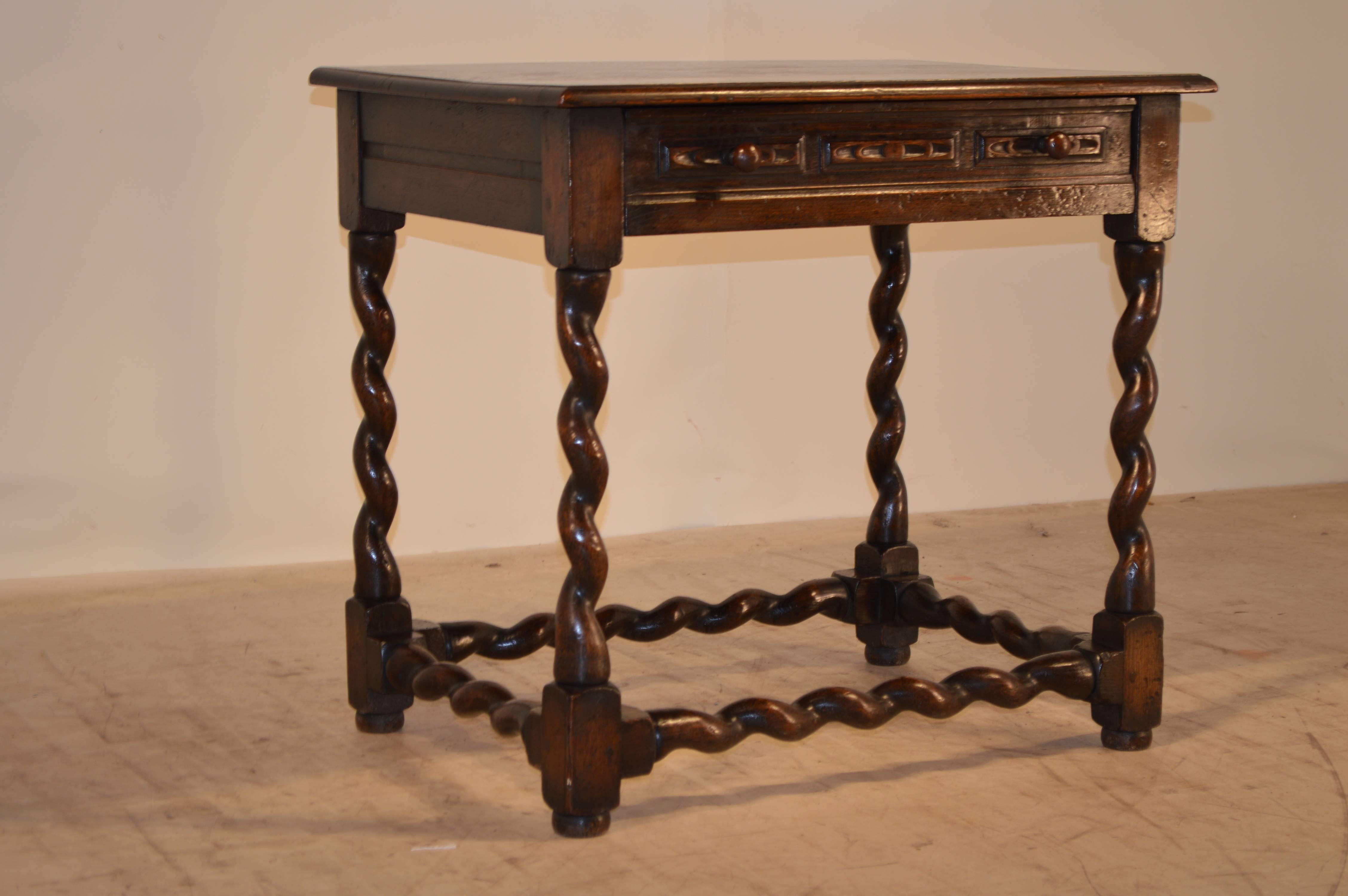19th Century English Oak Side Table with Unusual Twist 1
