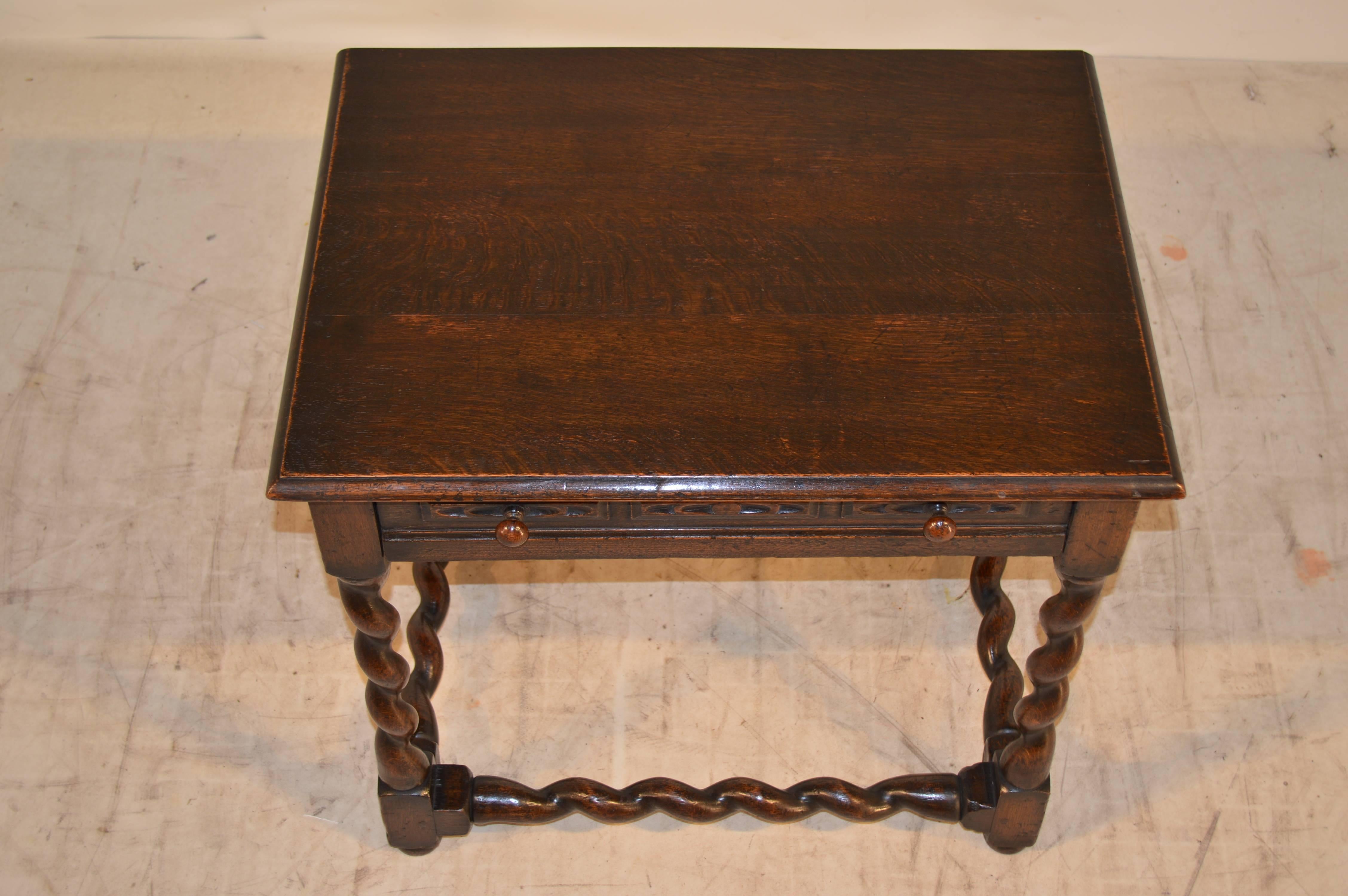 19th Century English Oak Side Table with Unusual Twist 2