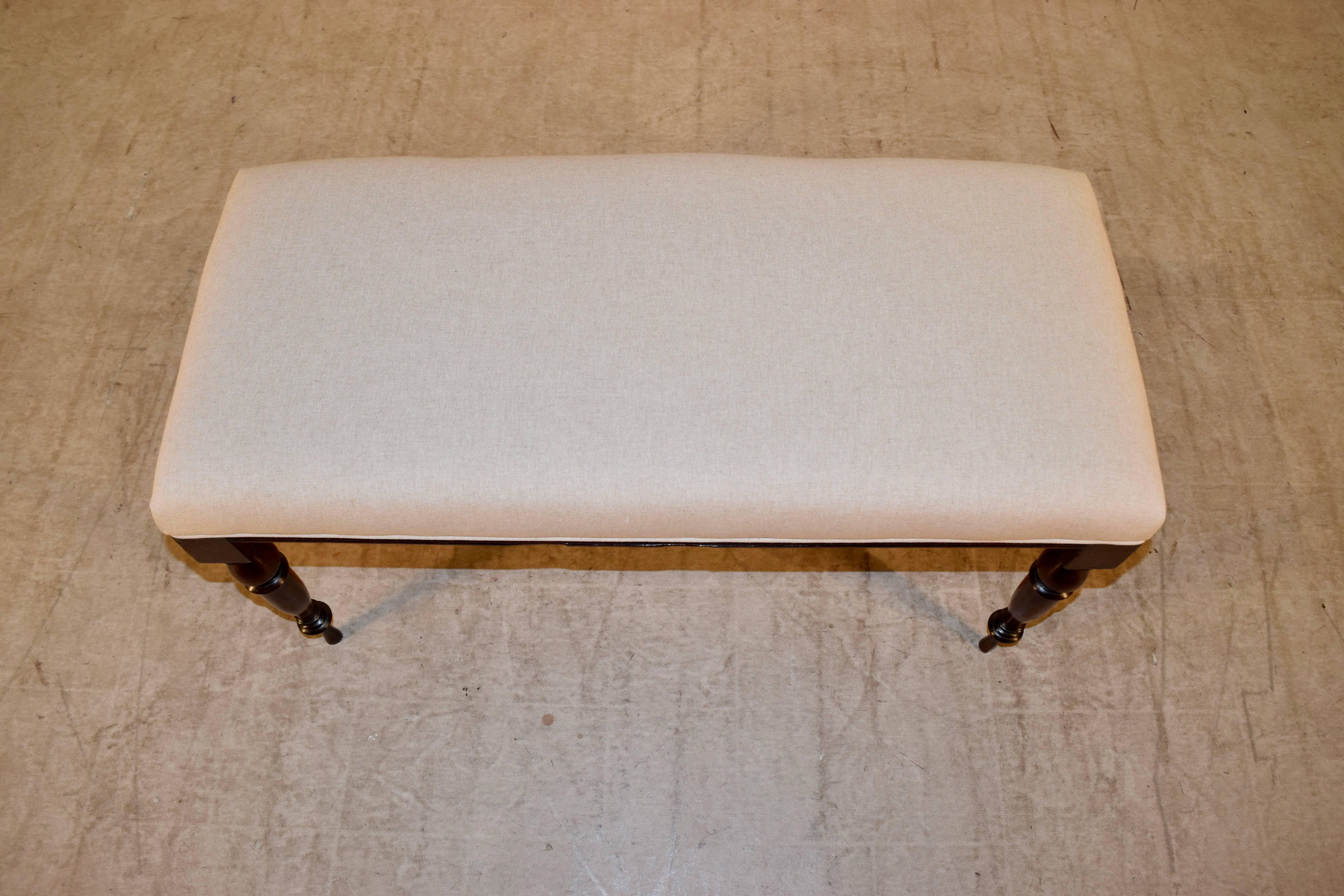 19th Century English Mahogany Upholstered Bench 2