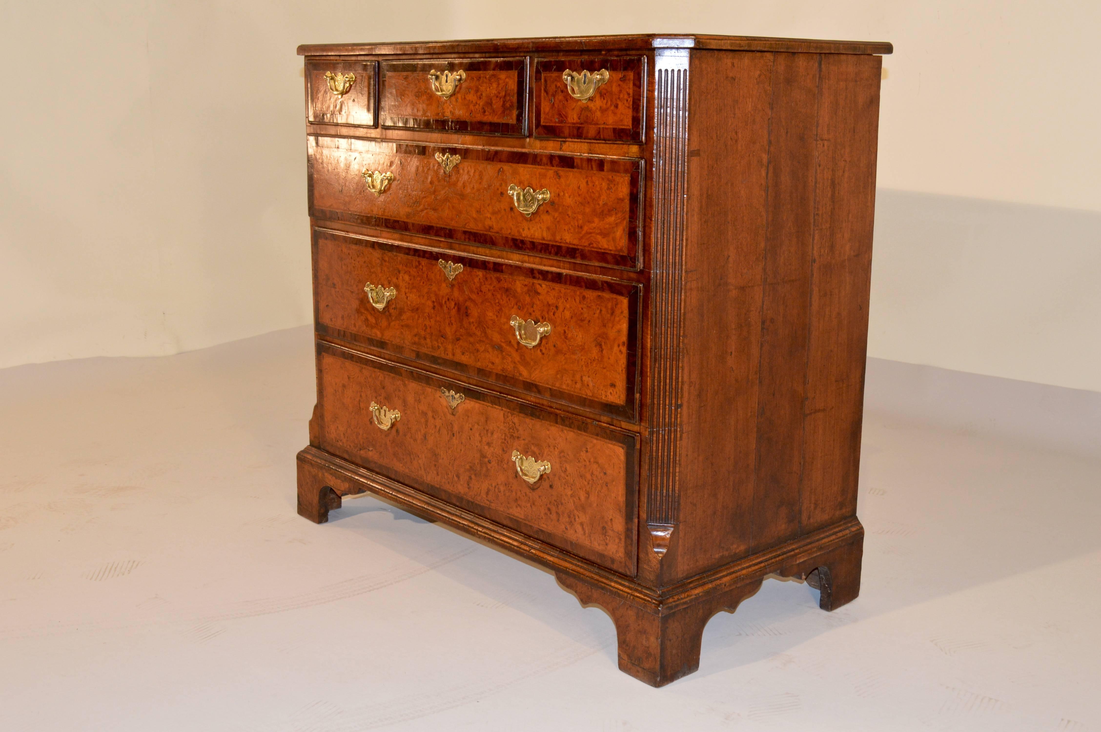 Georgian 18th Century English Burr Elm Chest of Drawers