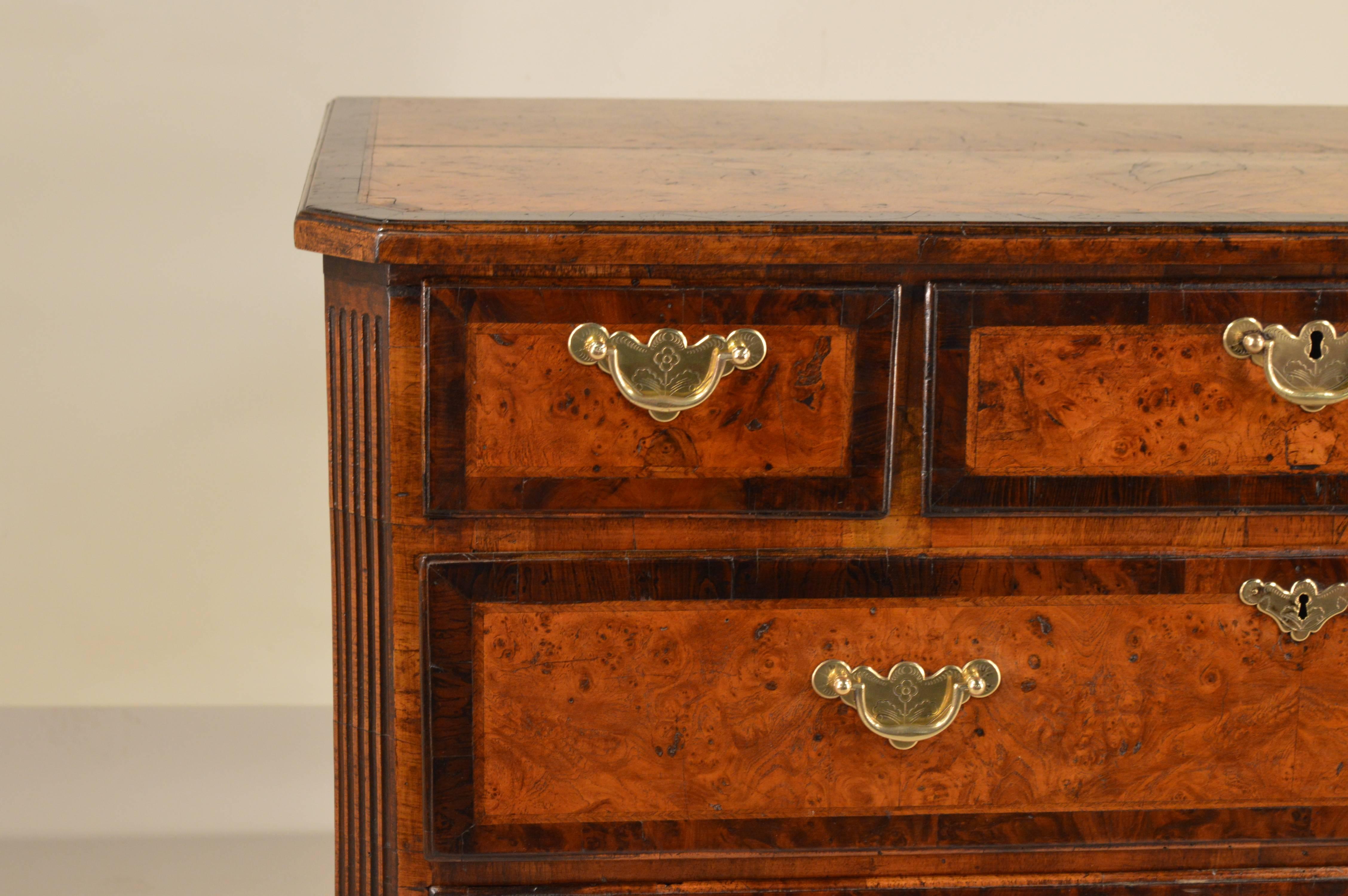 18th Century English Burr Elm Chest of Drawers 1
