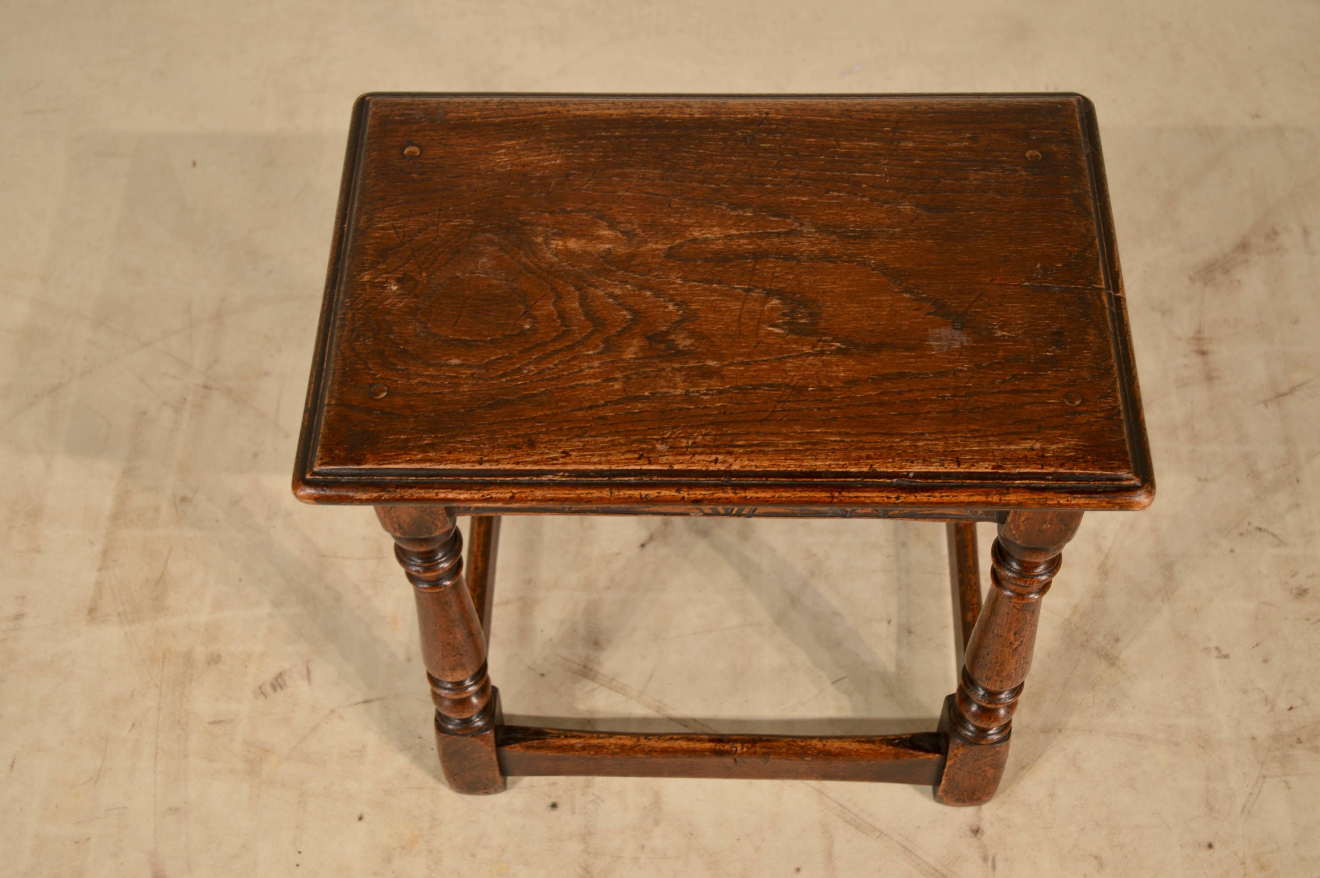 Victorian 19th Century English Oak Carved Joint Stool